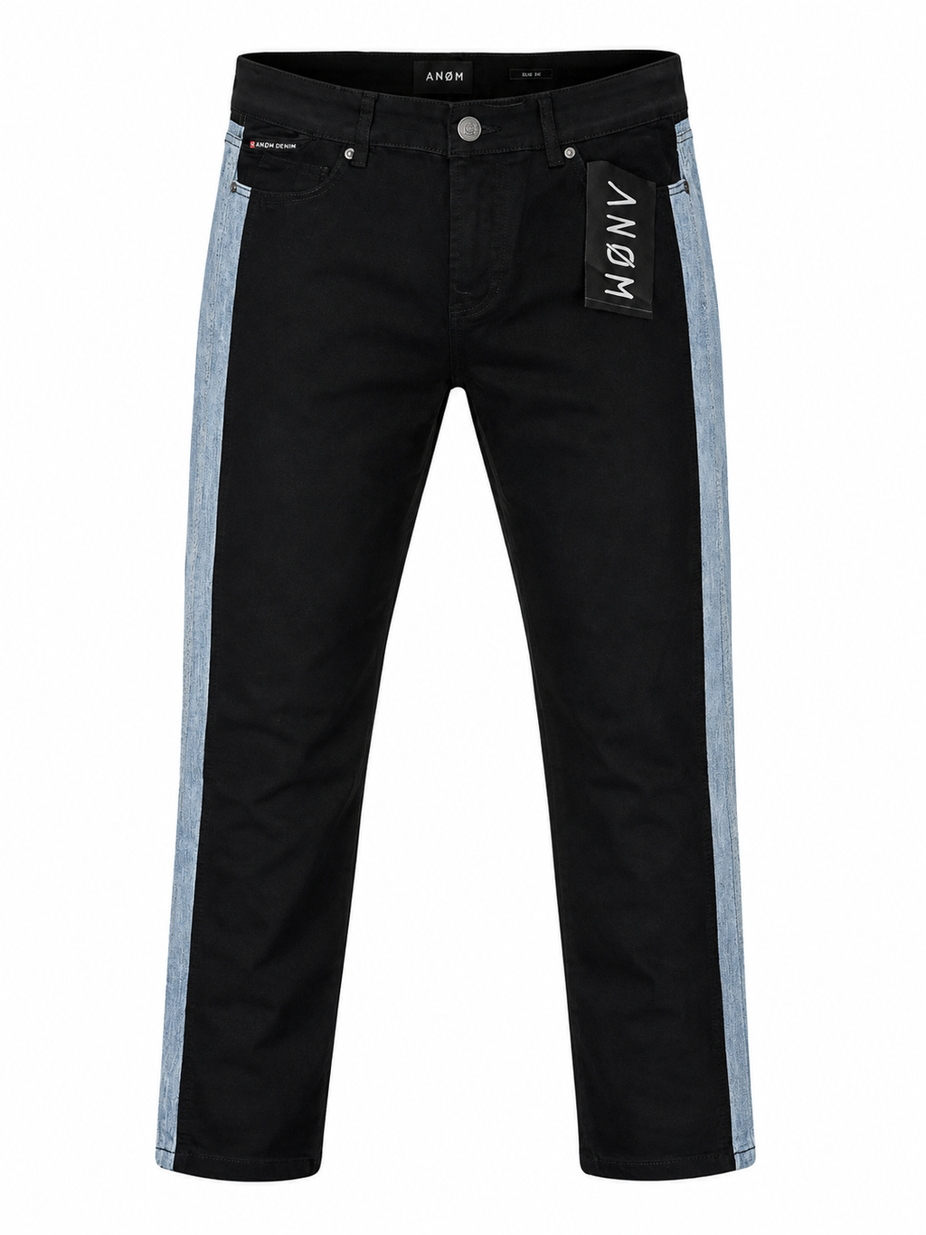 Anom Jeans Black Skinny /Slim Jeans With Blue Contrast Side Panels