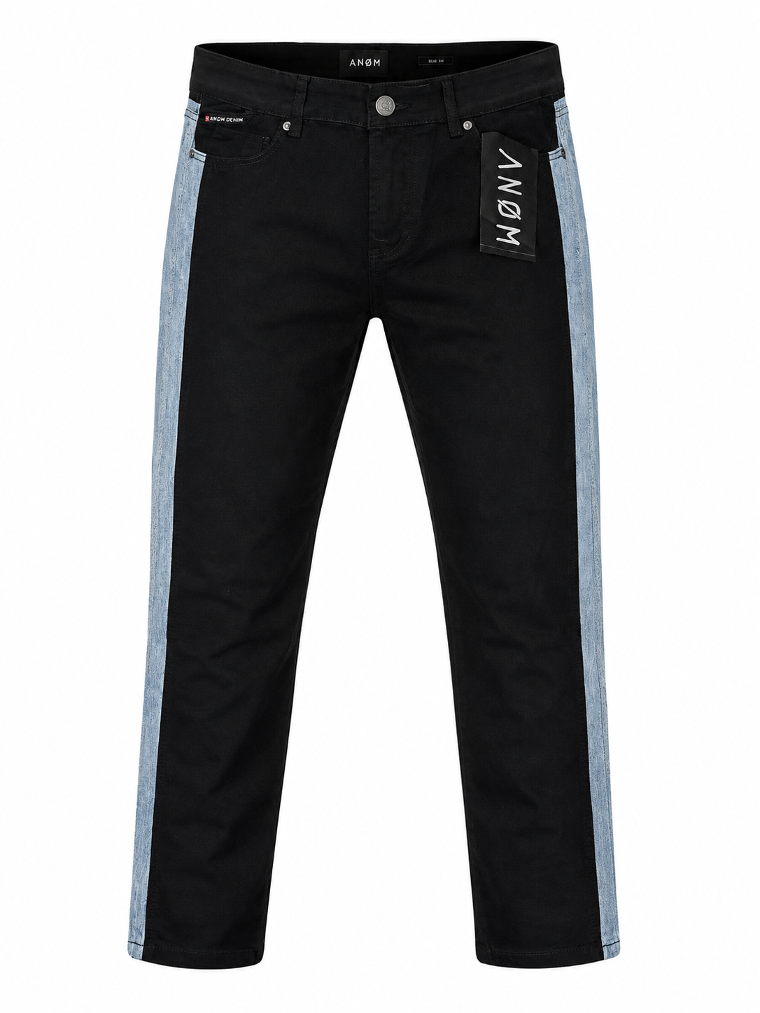 Anom Jeans Black Skinny /Slim Jeans With Blue Contrast Side Panels