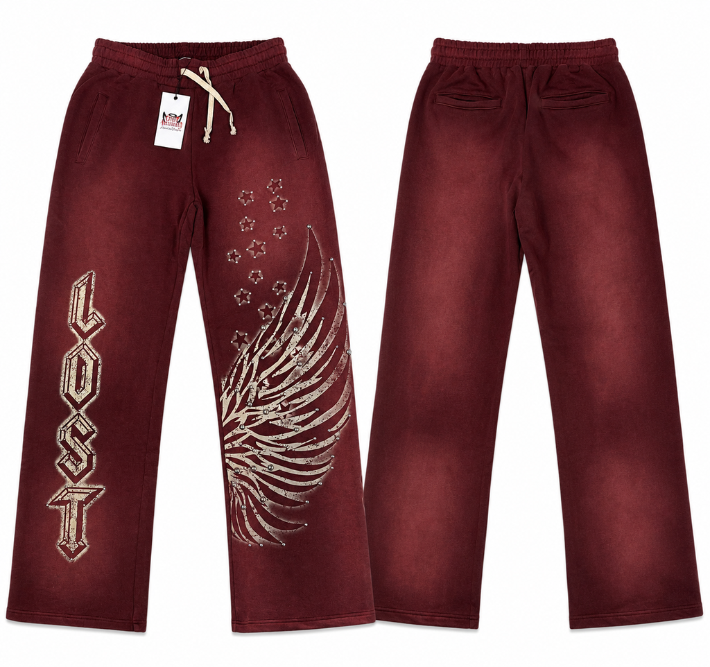 Lost Intricacy Wing & Star Rhinestone Sweatpants