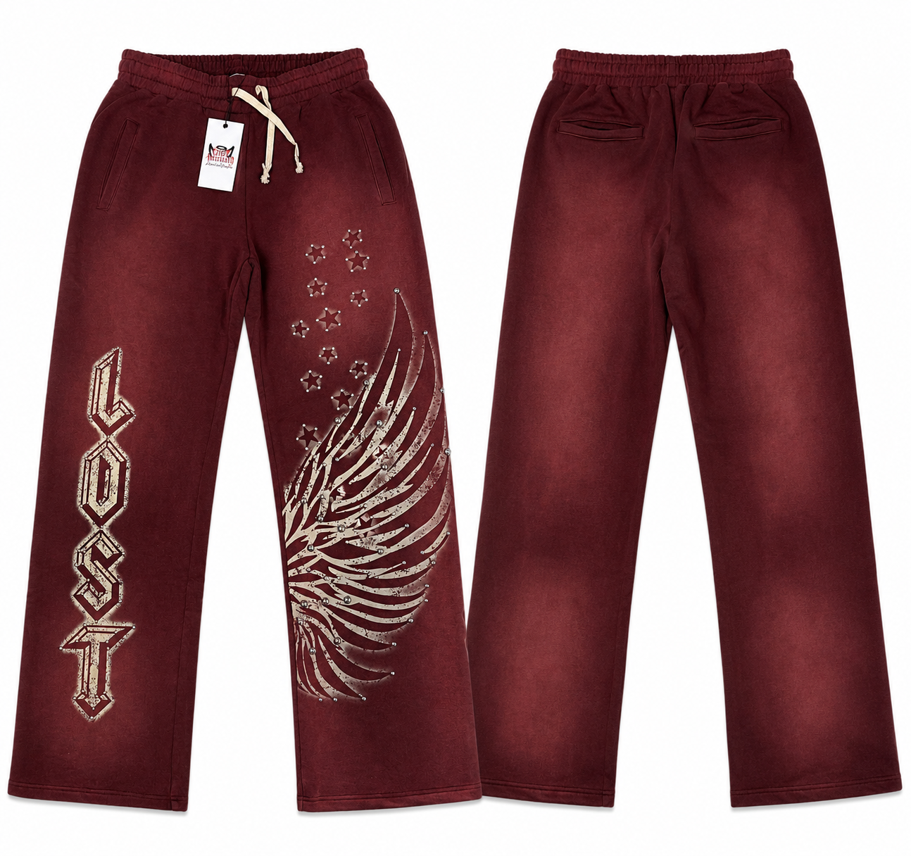Lost Intricacy Wing & Star Rhinestone Sweatpants