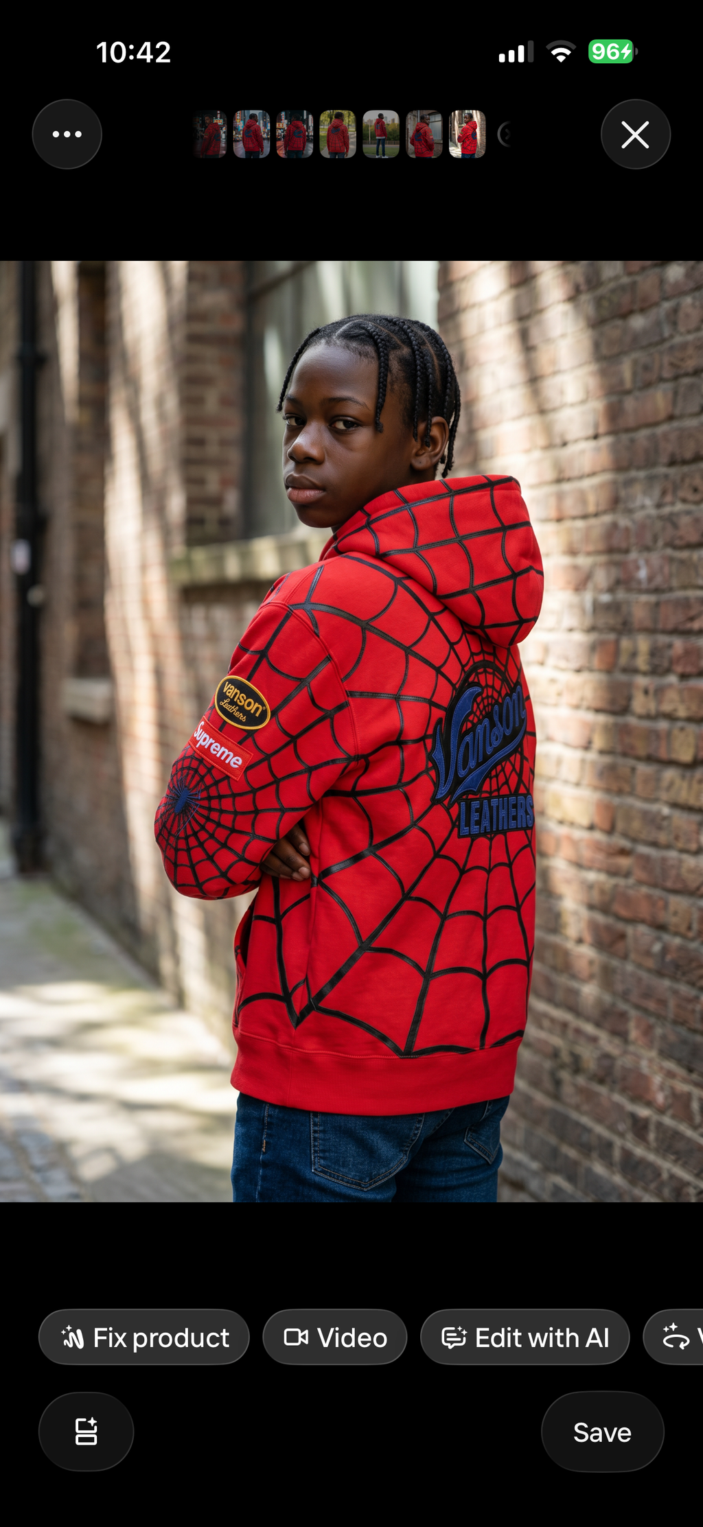 Supreme x Vanson Supreme x Vanson Spiderman Zip Hoodie
