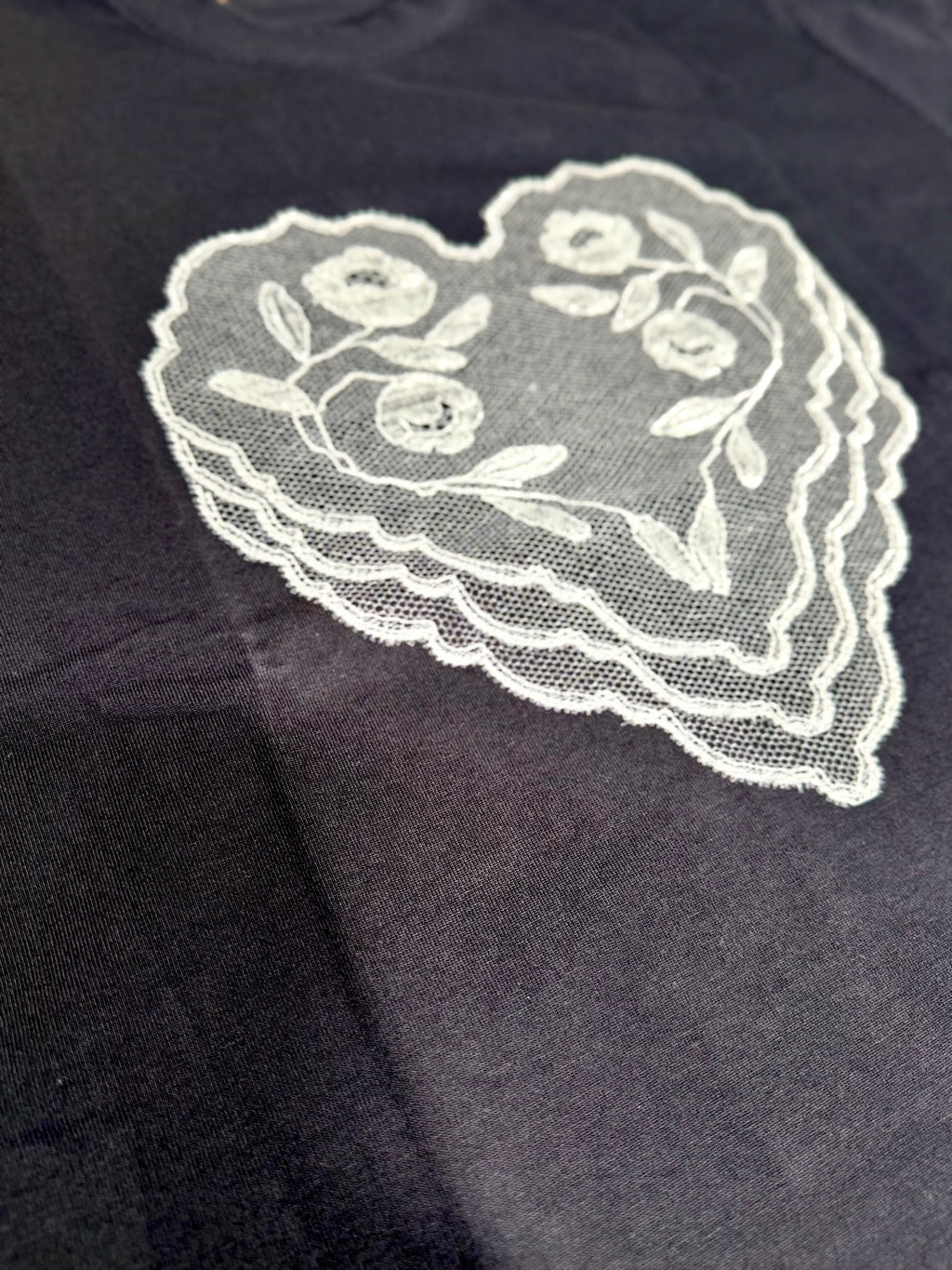 Emotionally Unavailable Lace Heart Long Sleeve