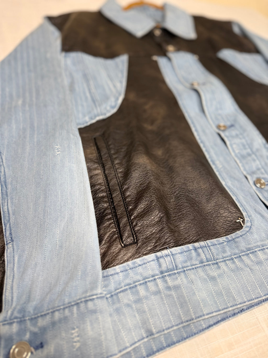 RTA Cedric Denim Jacket – Blue Pinstripe Combo