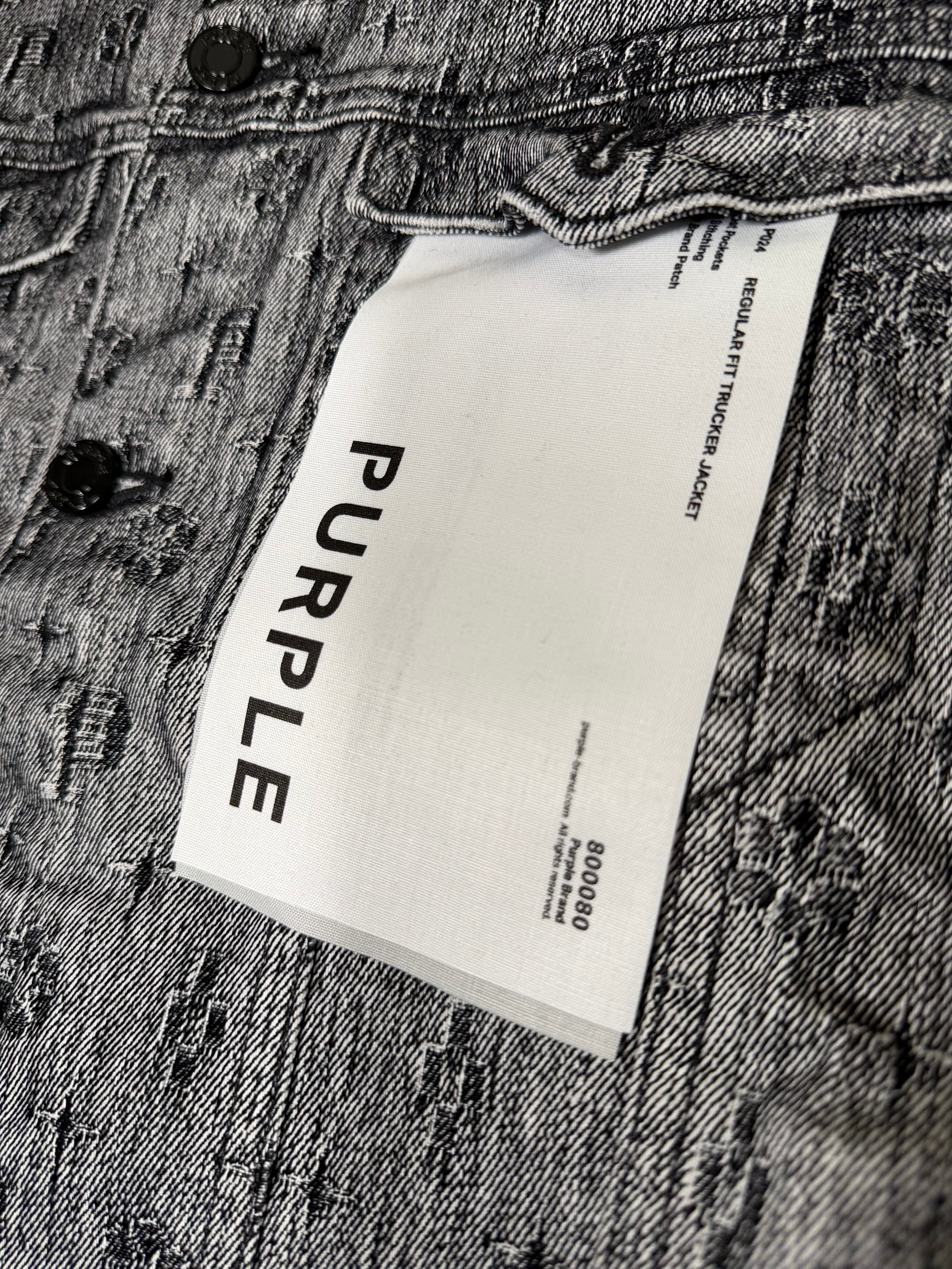 Purple Brand Monogram Regular Fit Trucker Jacket – Grey