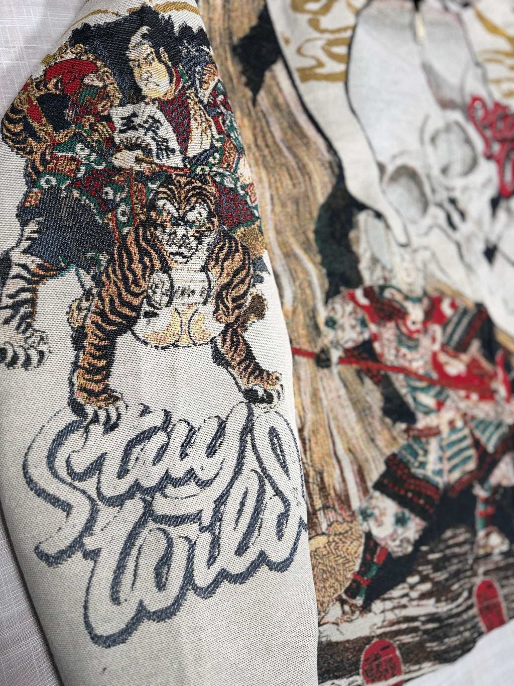 Rebel Minds Stay Wild Rhinestone Tapestry Zip Hoodie