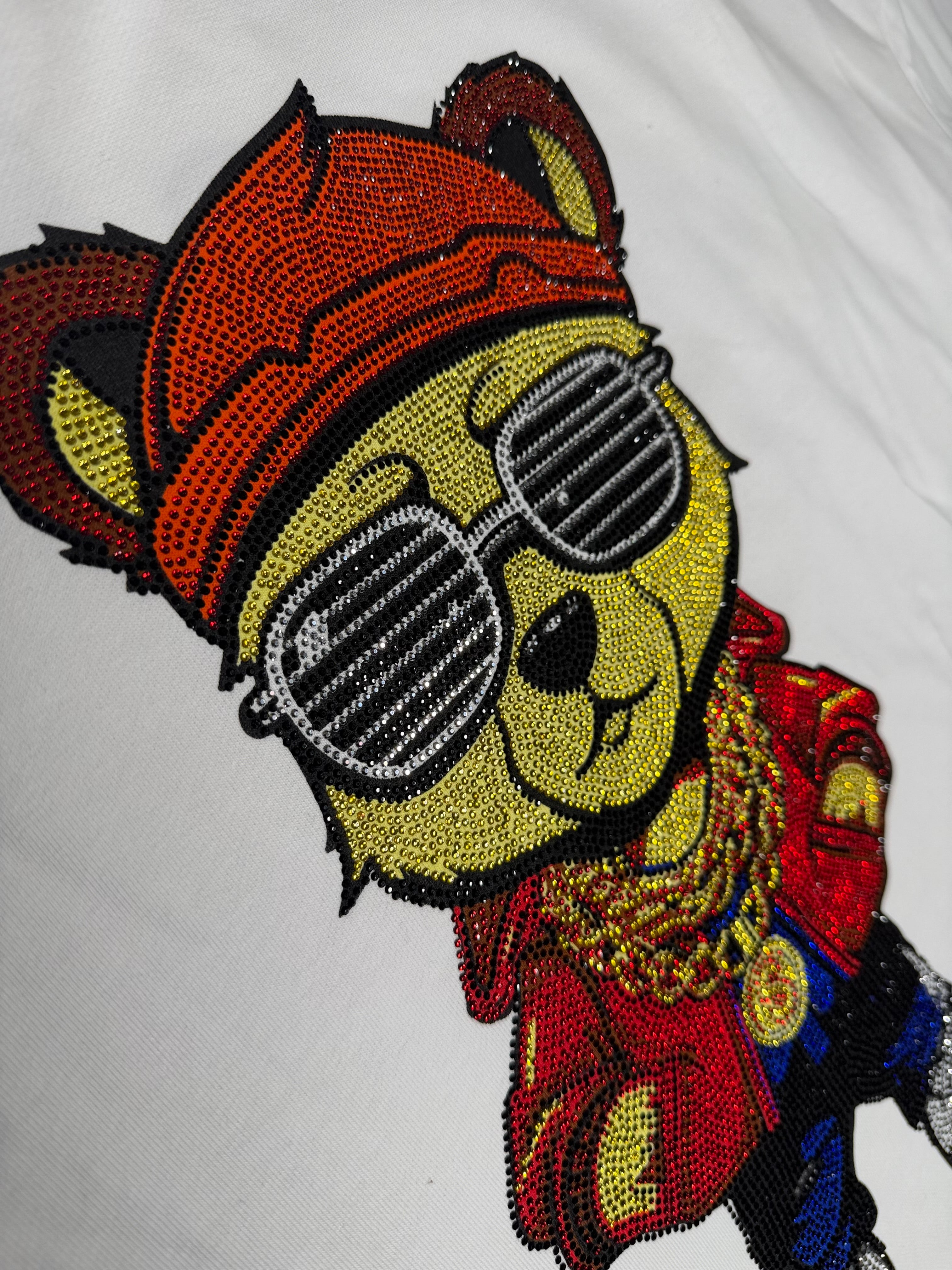Rare Common Rhinestone Bear T-Shirt - White
