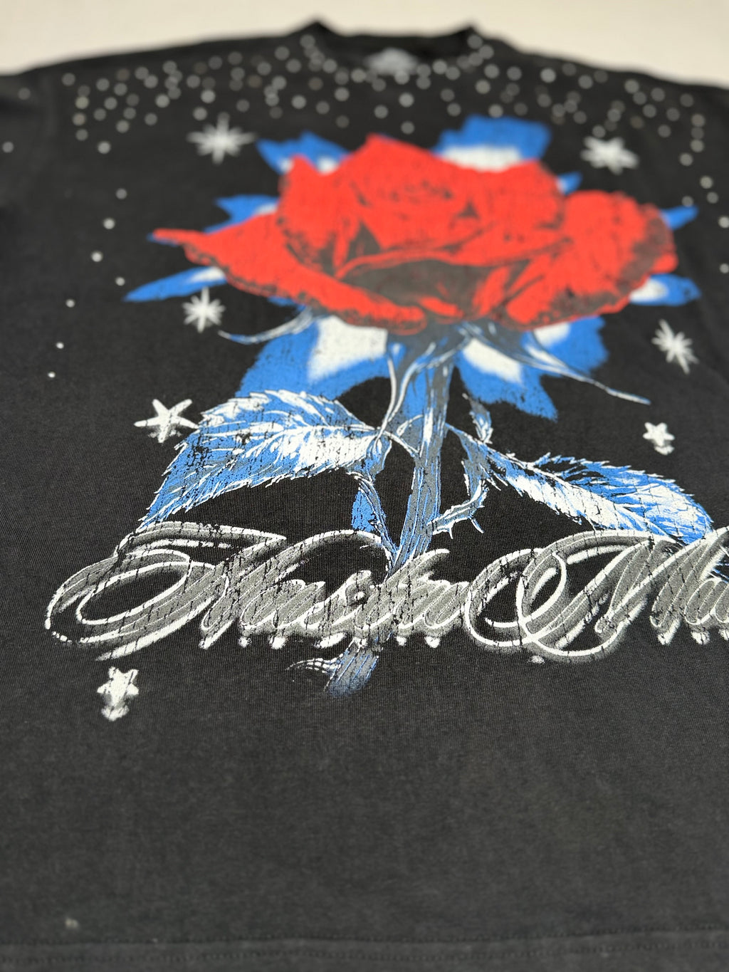 Hasta Muerte Red Flower Silver Studded Tee