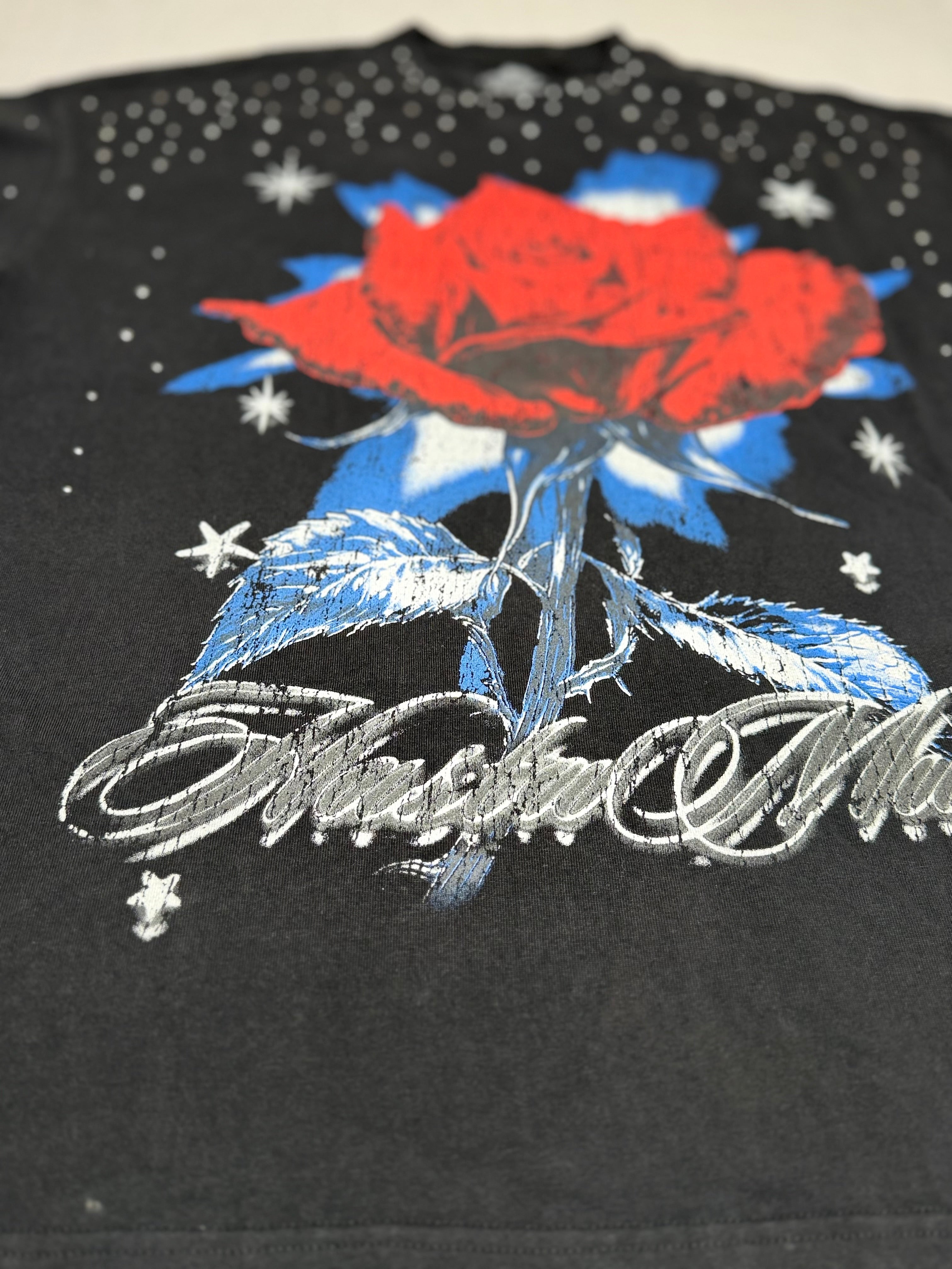 Hasta Muerte Red Flower Silver Studded Tee