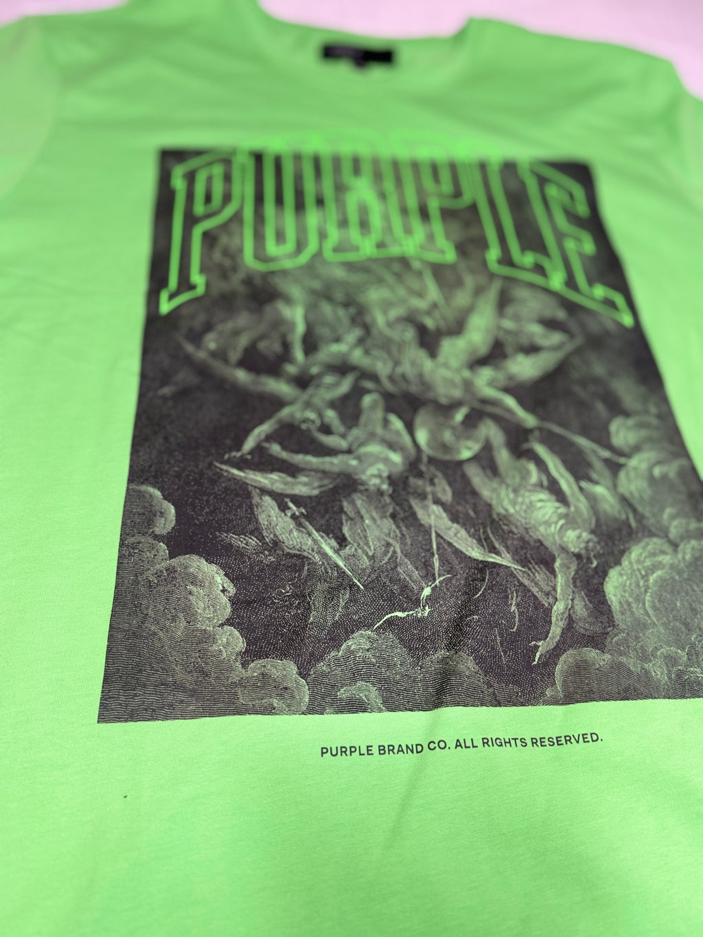 Purple Brand Falling Angels Graphic T-Shirt – Neon Green