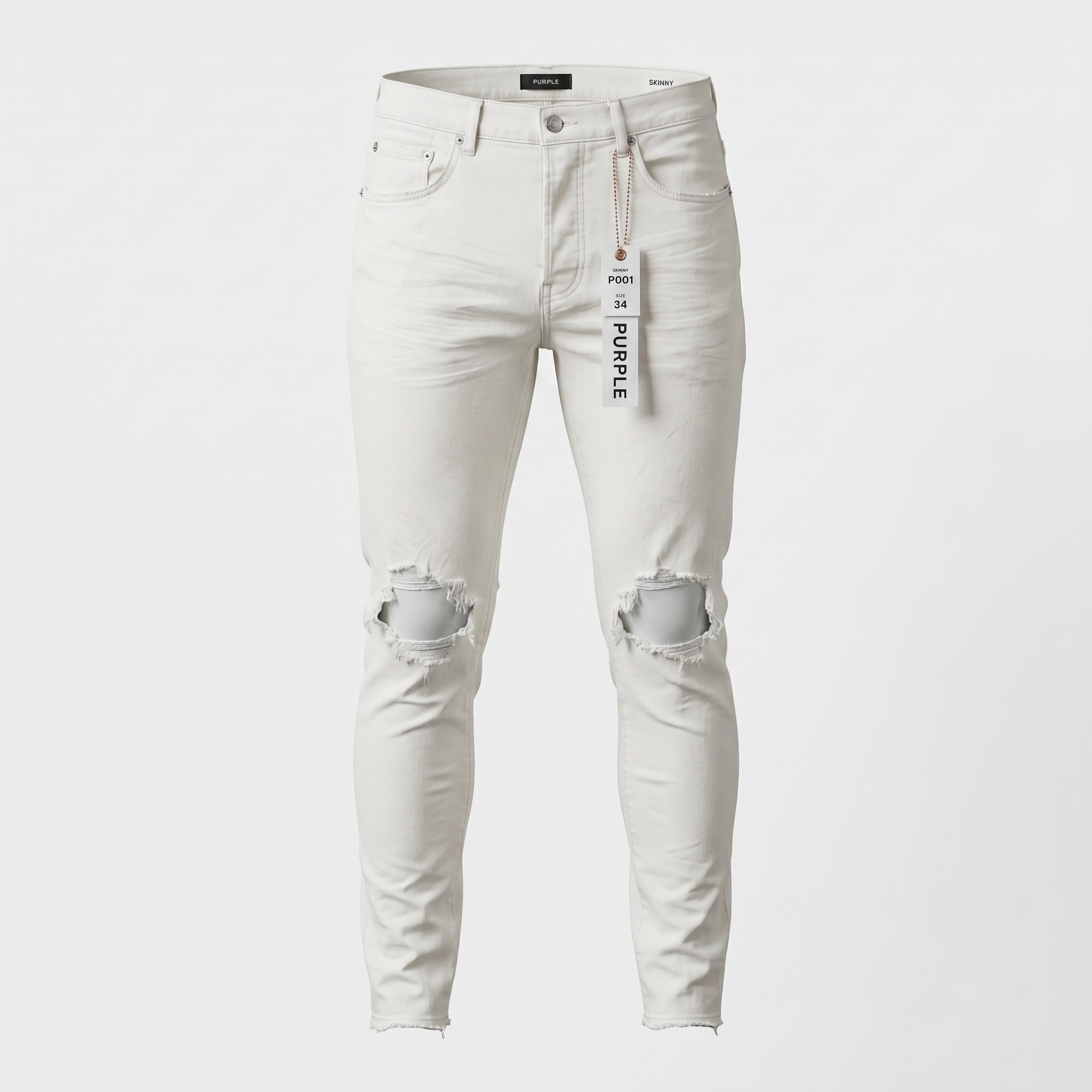 Purple Brand P001 White Destroyed Skinny Jeans