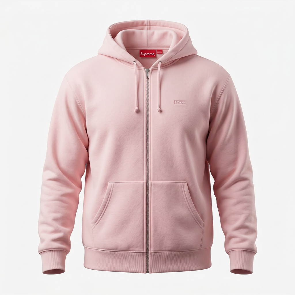Supreme Pink Small Box Zip Hoodie