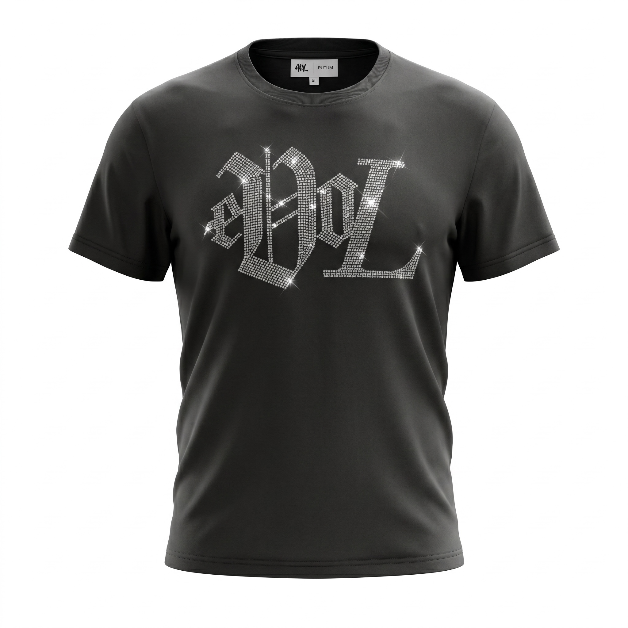 EVOL By Future Gray Rhinestone Logo Tee