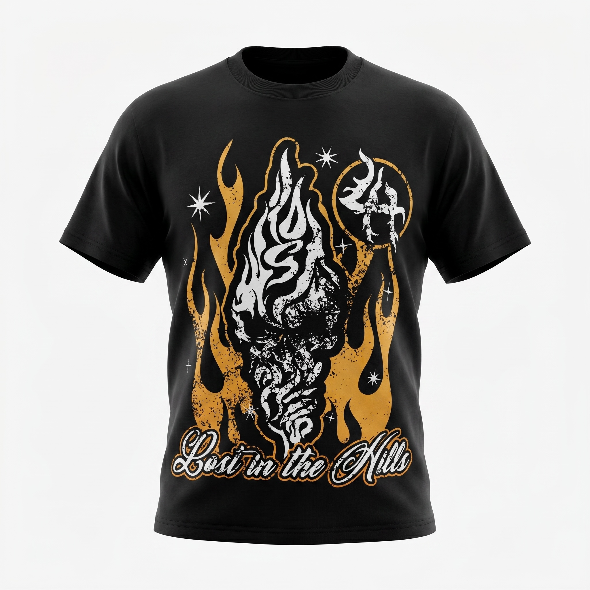 Lost Hills Flame Skull Lost In The Hills T-Shirt