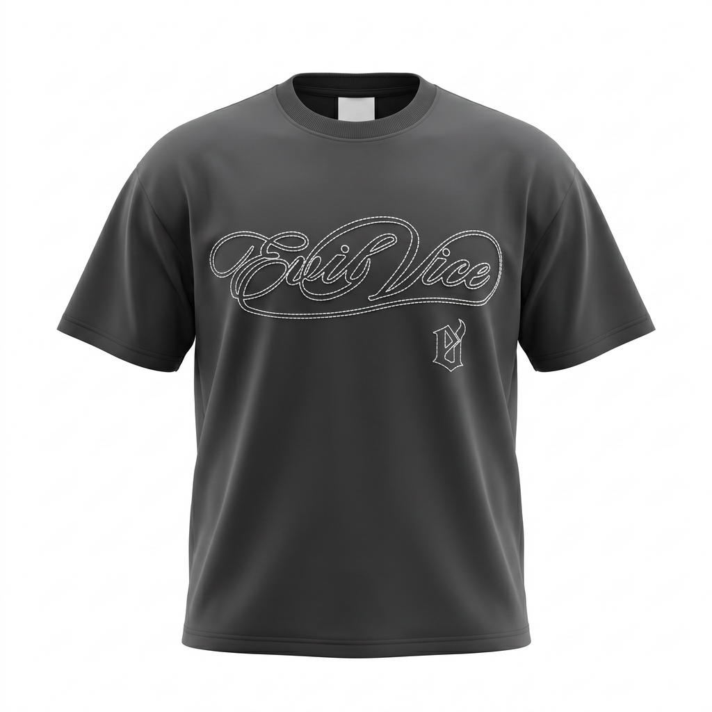 Evil Vice Vice Script Tee (Charcoal/Black)