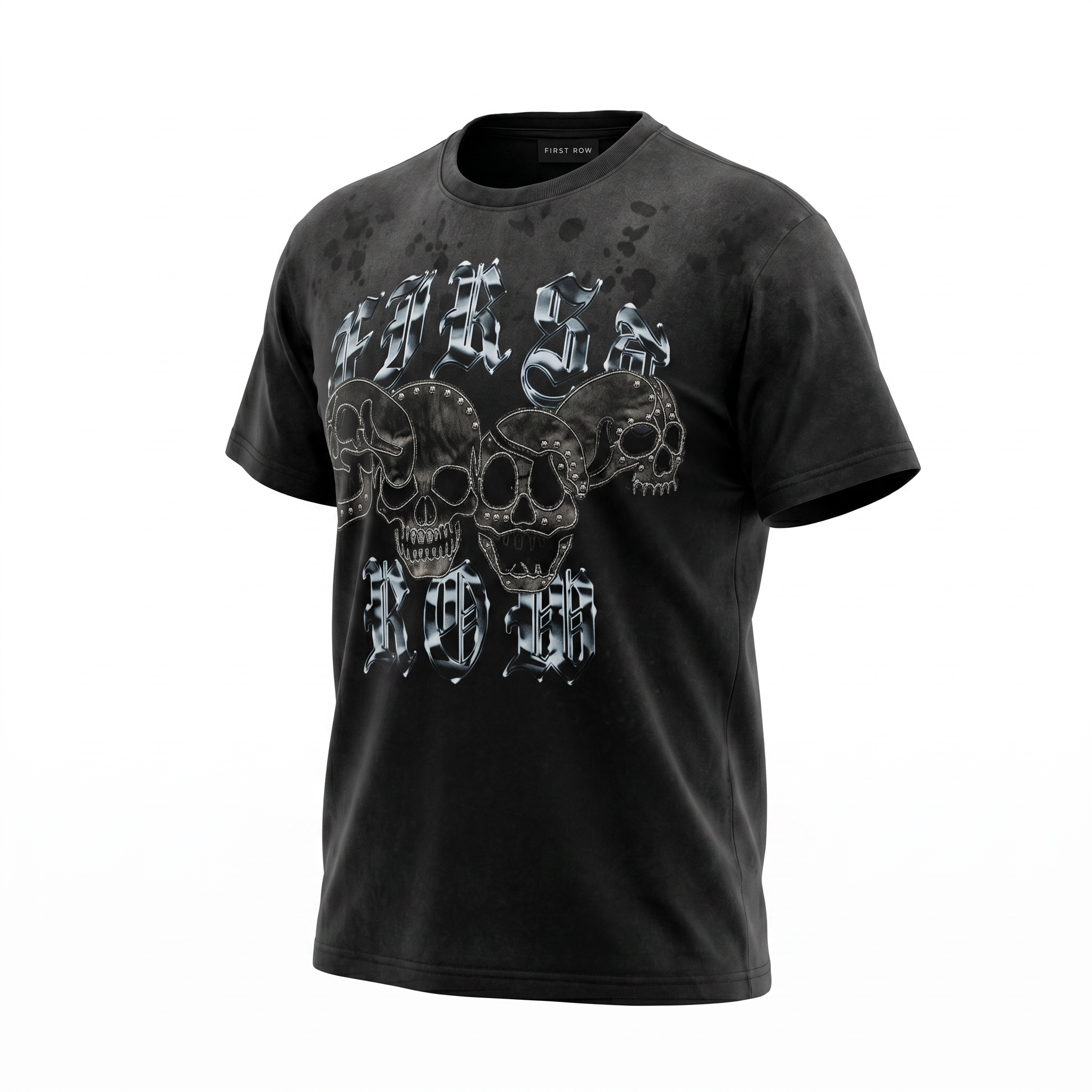 First Row Black Wash Tee