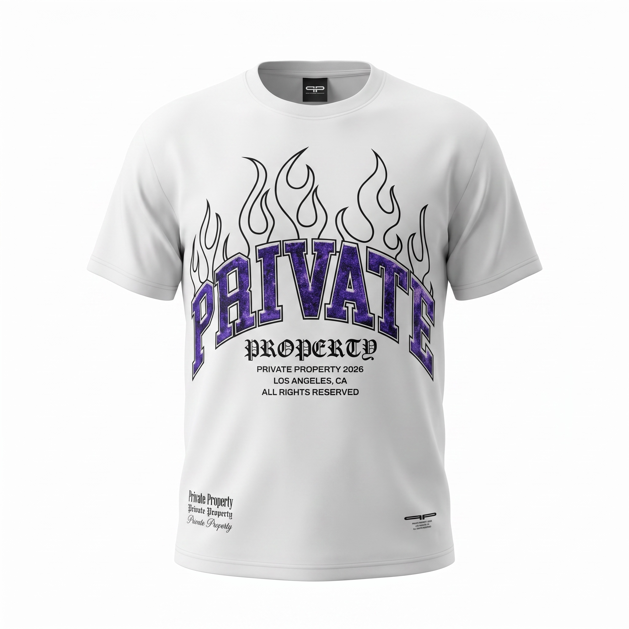 Private Property Purple Flames Tee