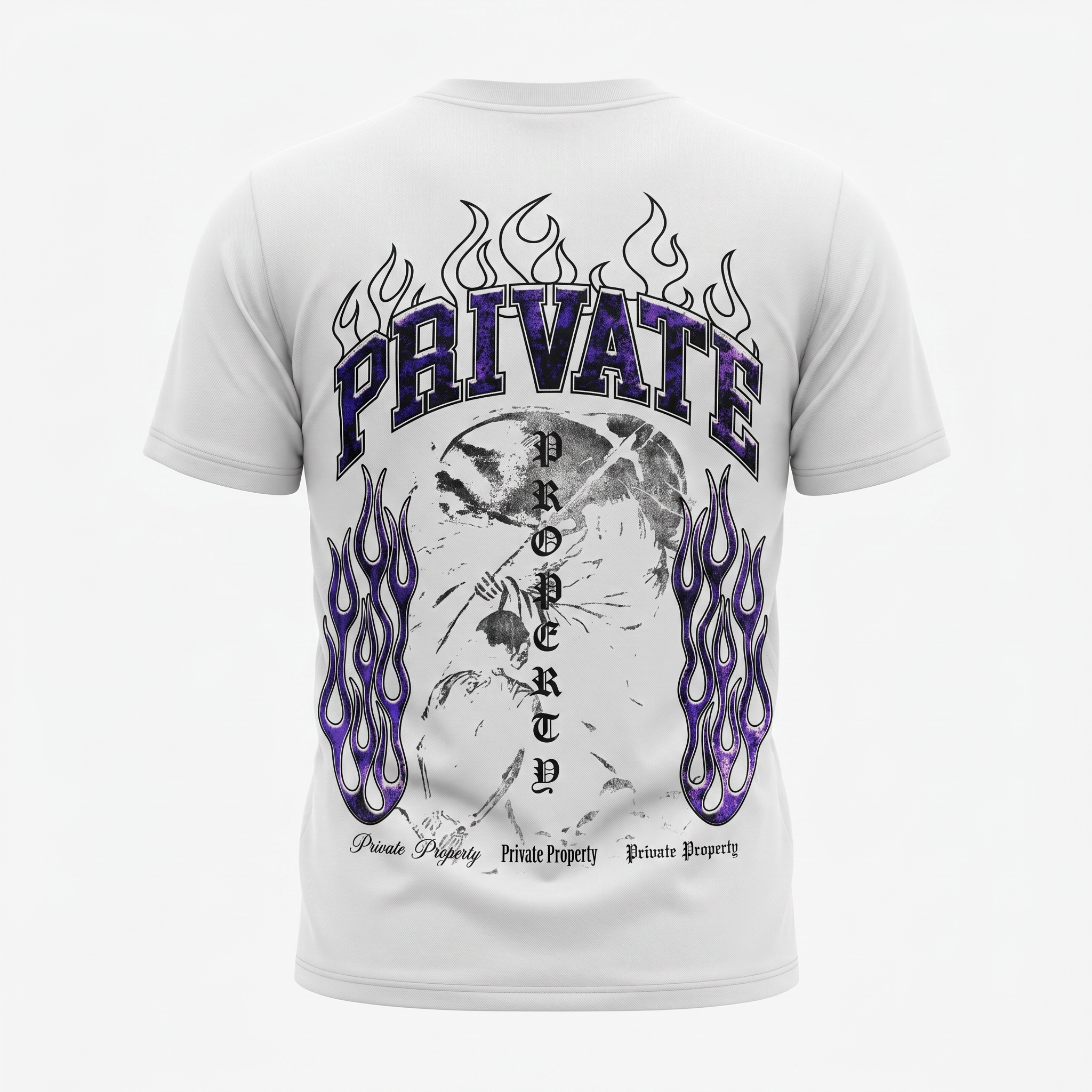 Private Property Purple Flames Tee