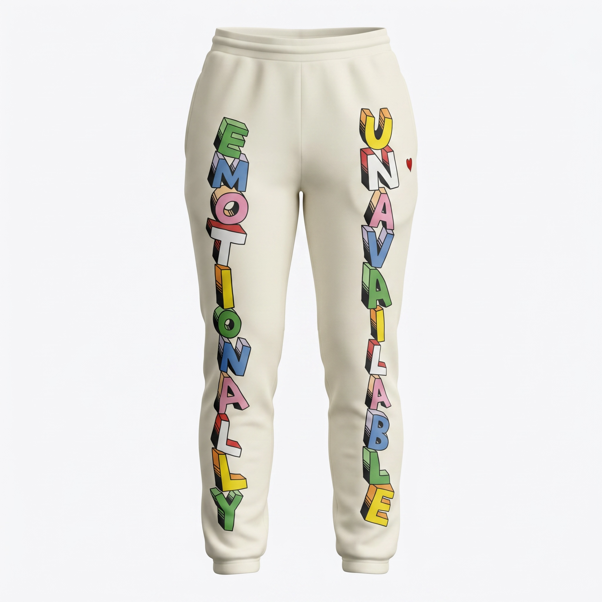 Emotionally Unavailable Logo Sweatpants (White)