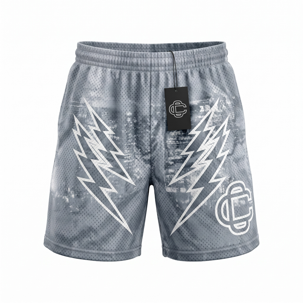 Corrupted Creative Grey Marble Lightning Shorts