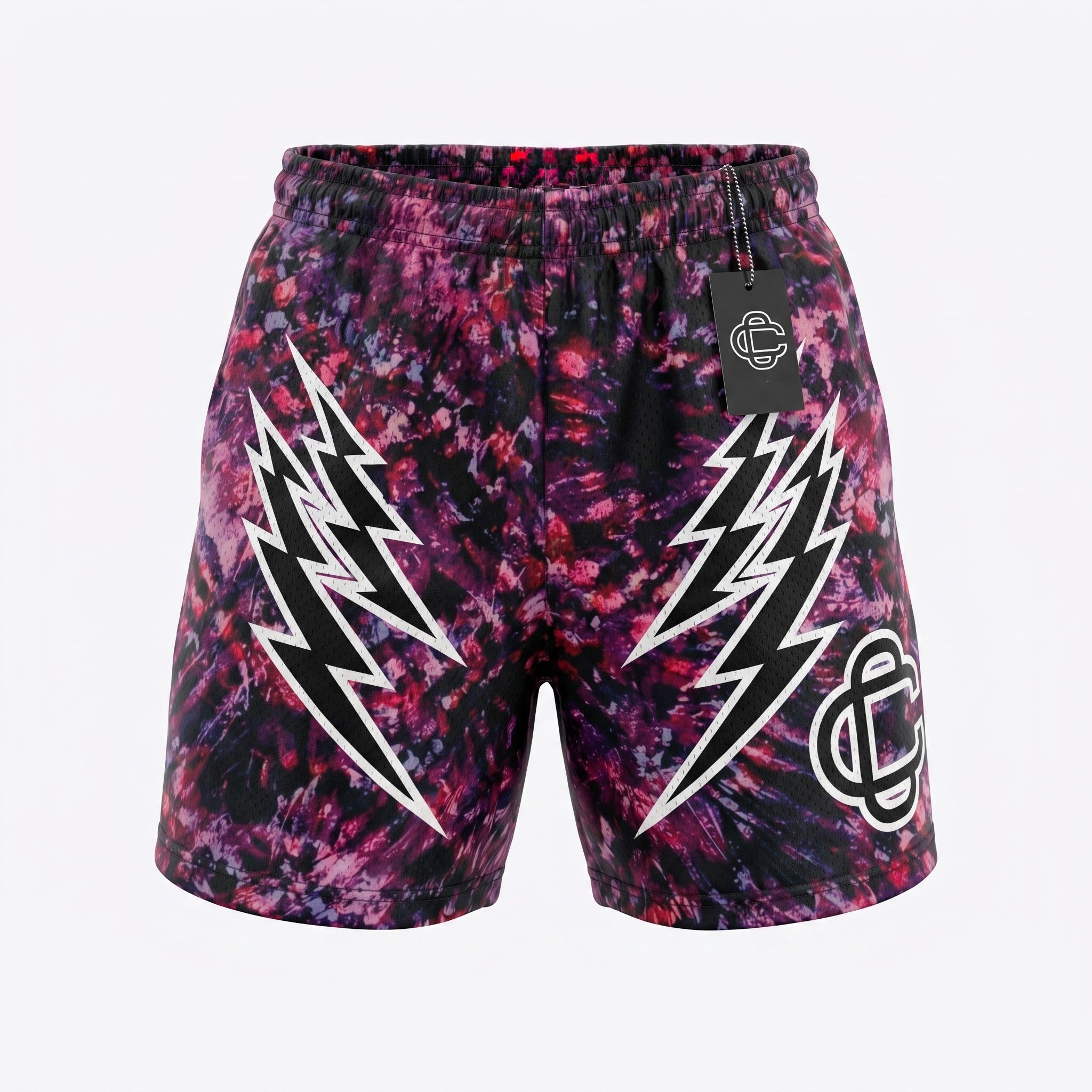 Corrupted Creative Purple Lightning Mesh Shorts