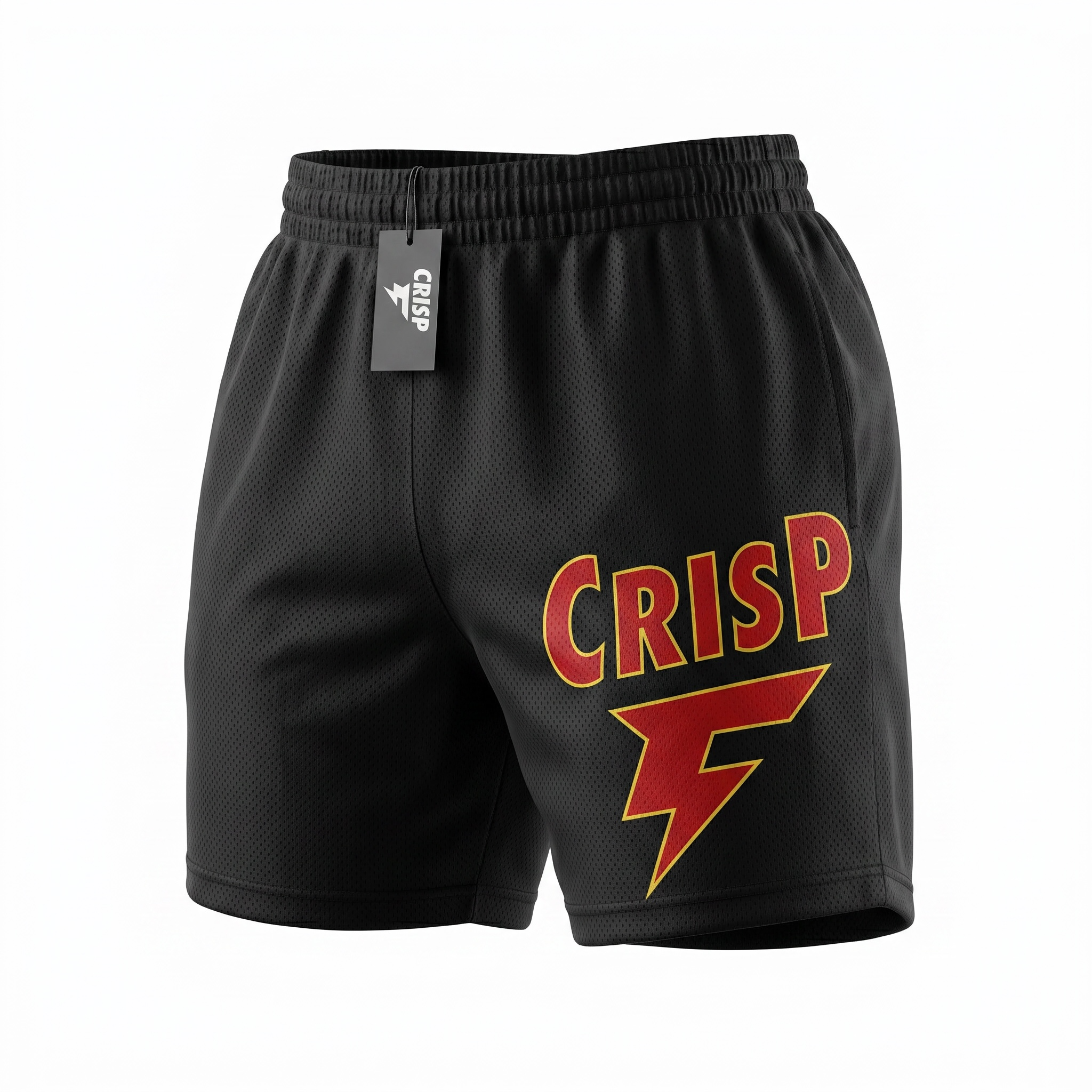 Crisp Black Mesh Shorts