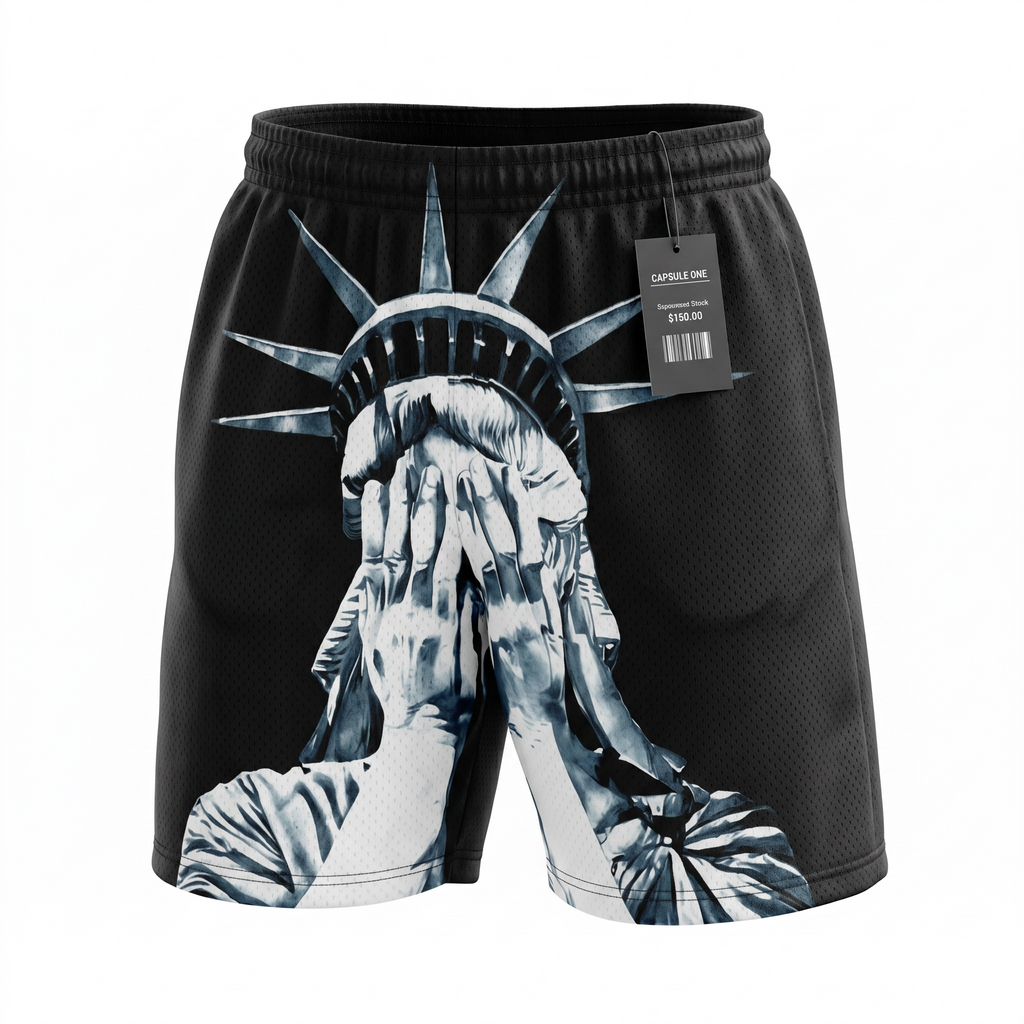 Corrupted Creative Statue of Liberty Shorts