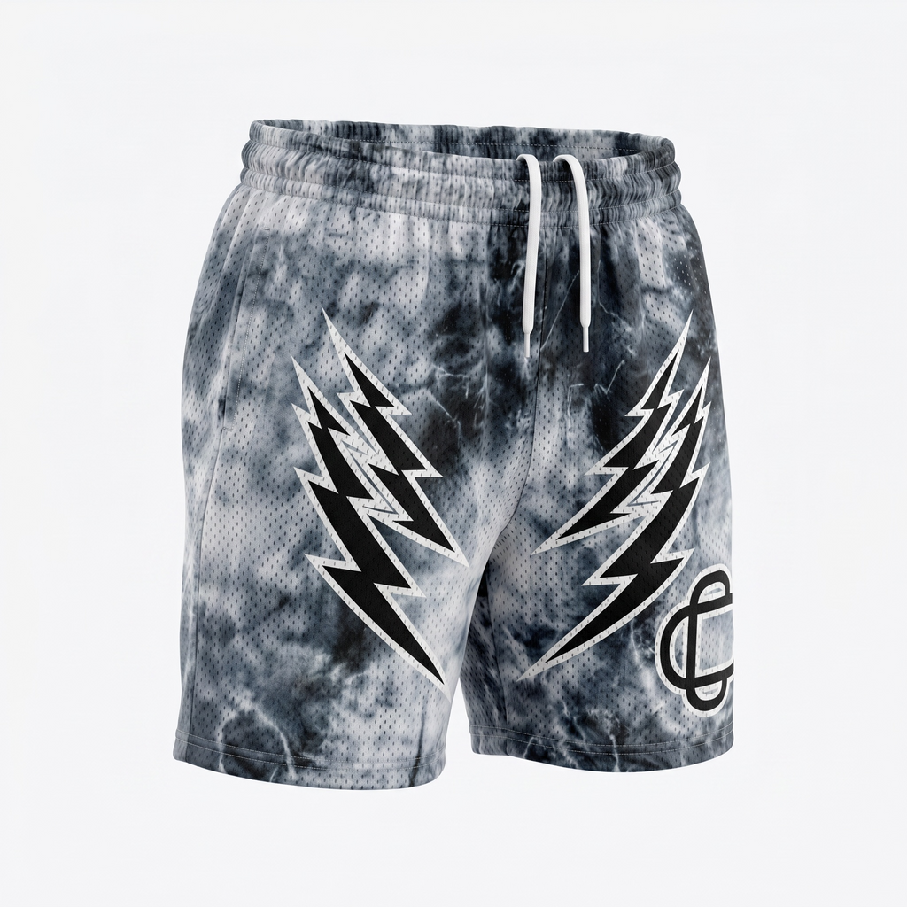 Corrupted Creative Grey Lightning Mesh Shorts