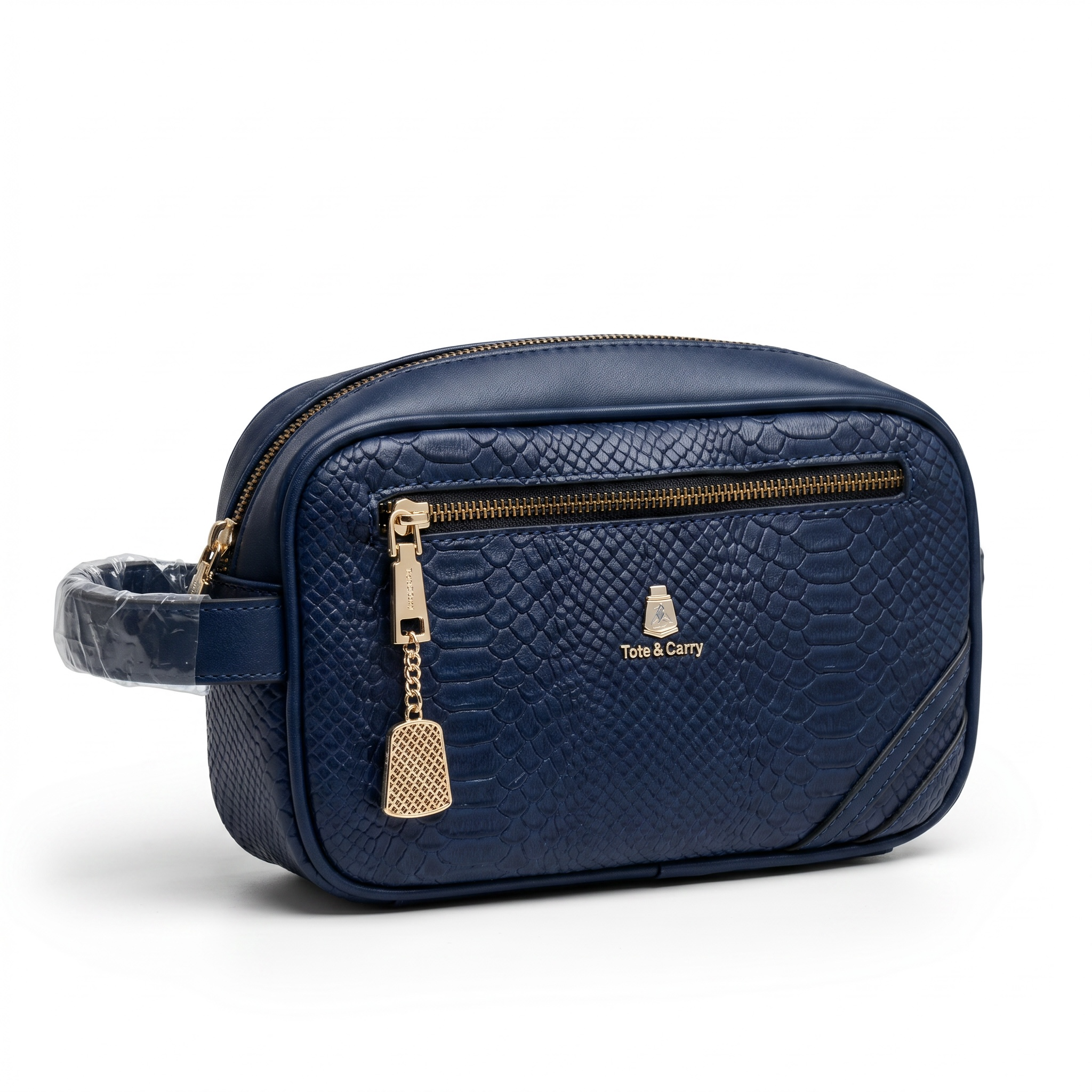 Tote & Carry Navy Croc Embossed Toiletry Bag