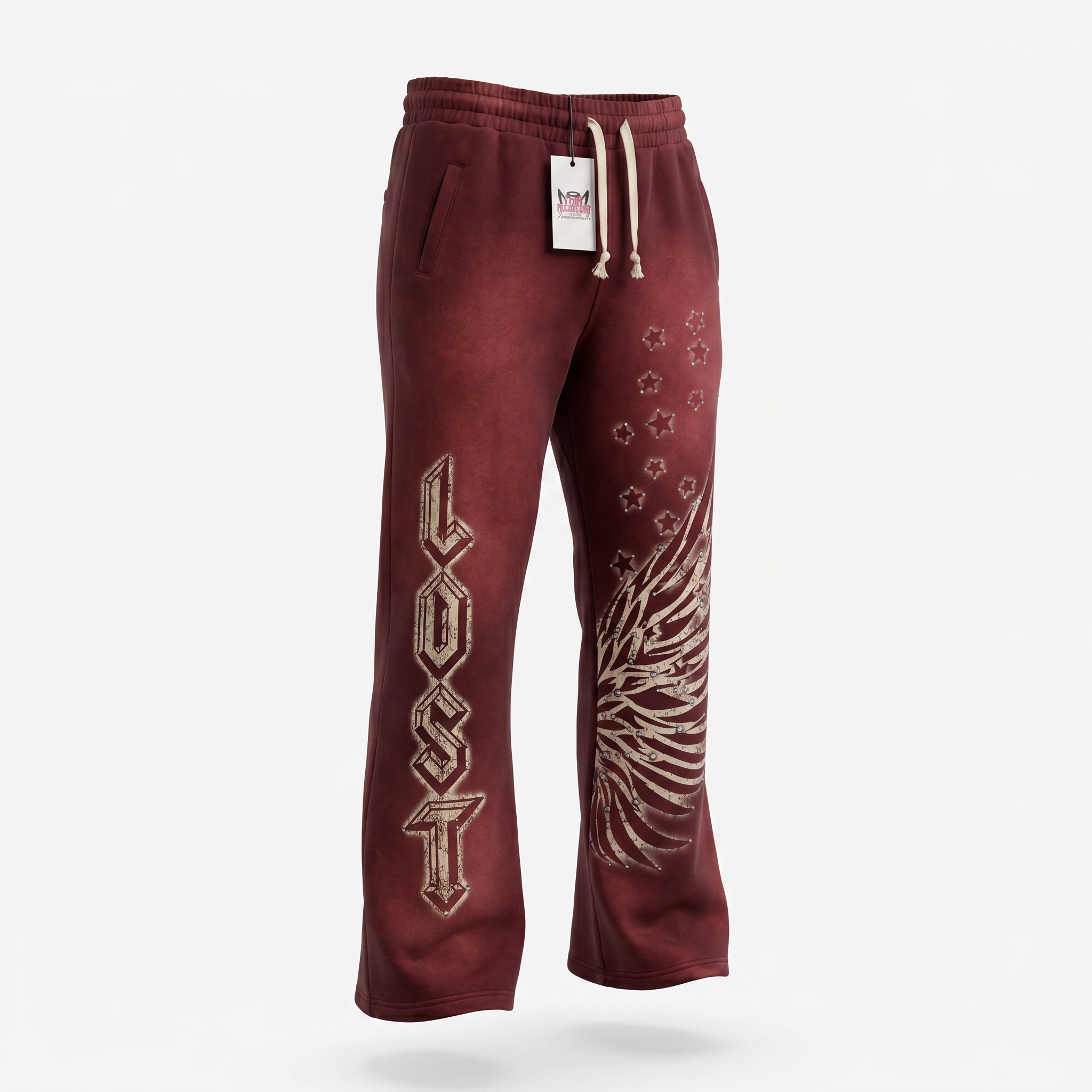 Lost Intricacy Wing & Star Rhinestone Sweatpants