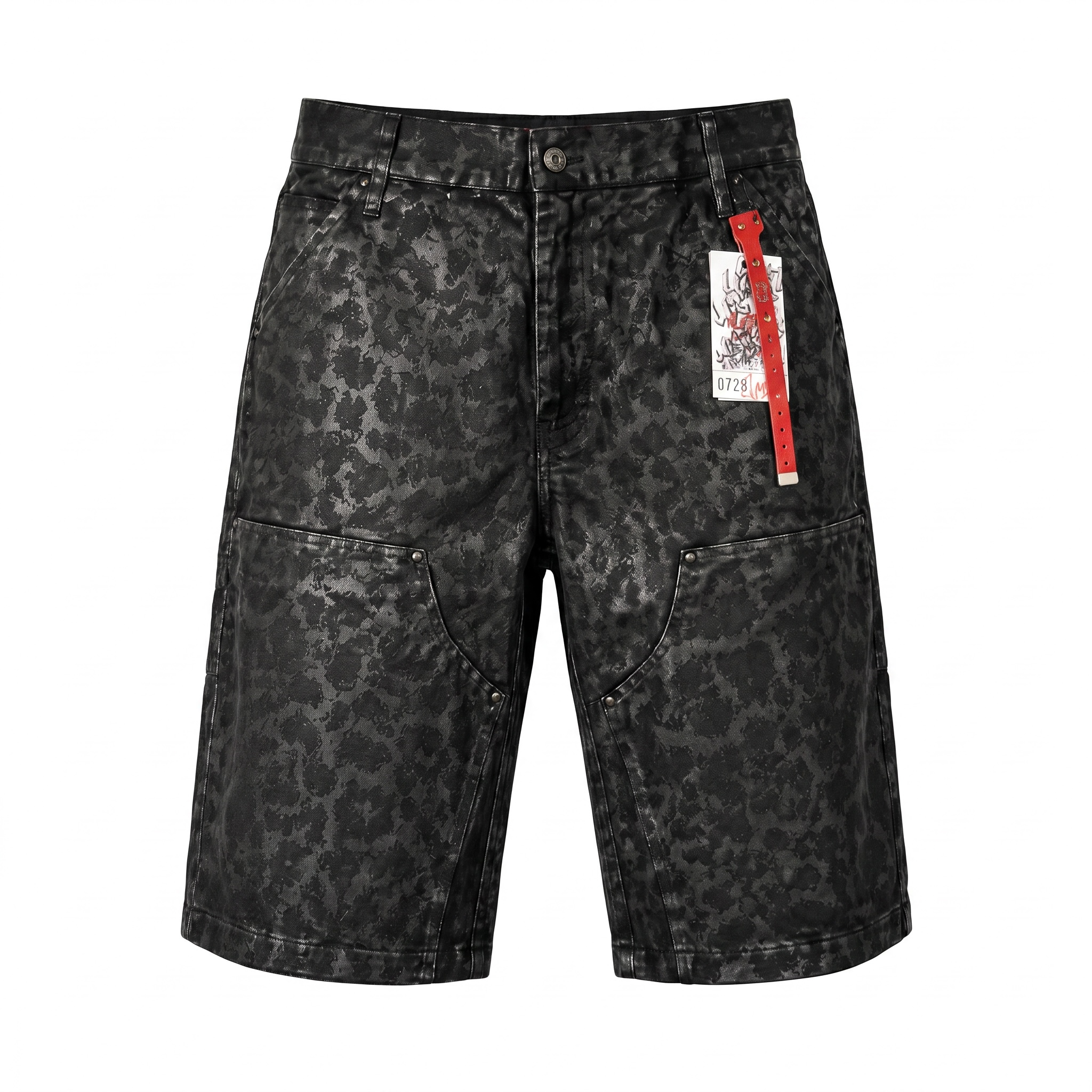 Lost Intricacy Leopard Print Leather Shorts