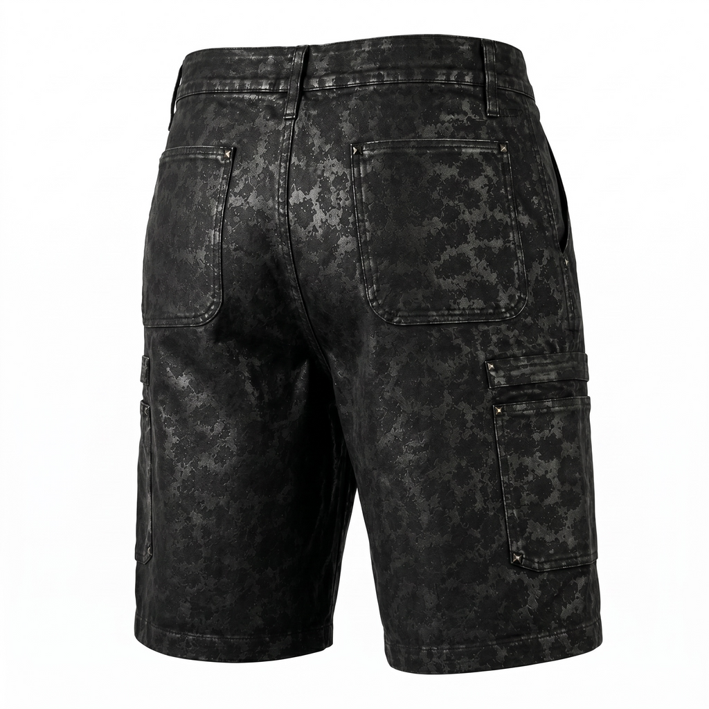 Lost Intricacy Leopard Print Leather Shorts