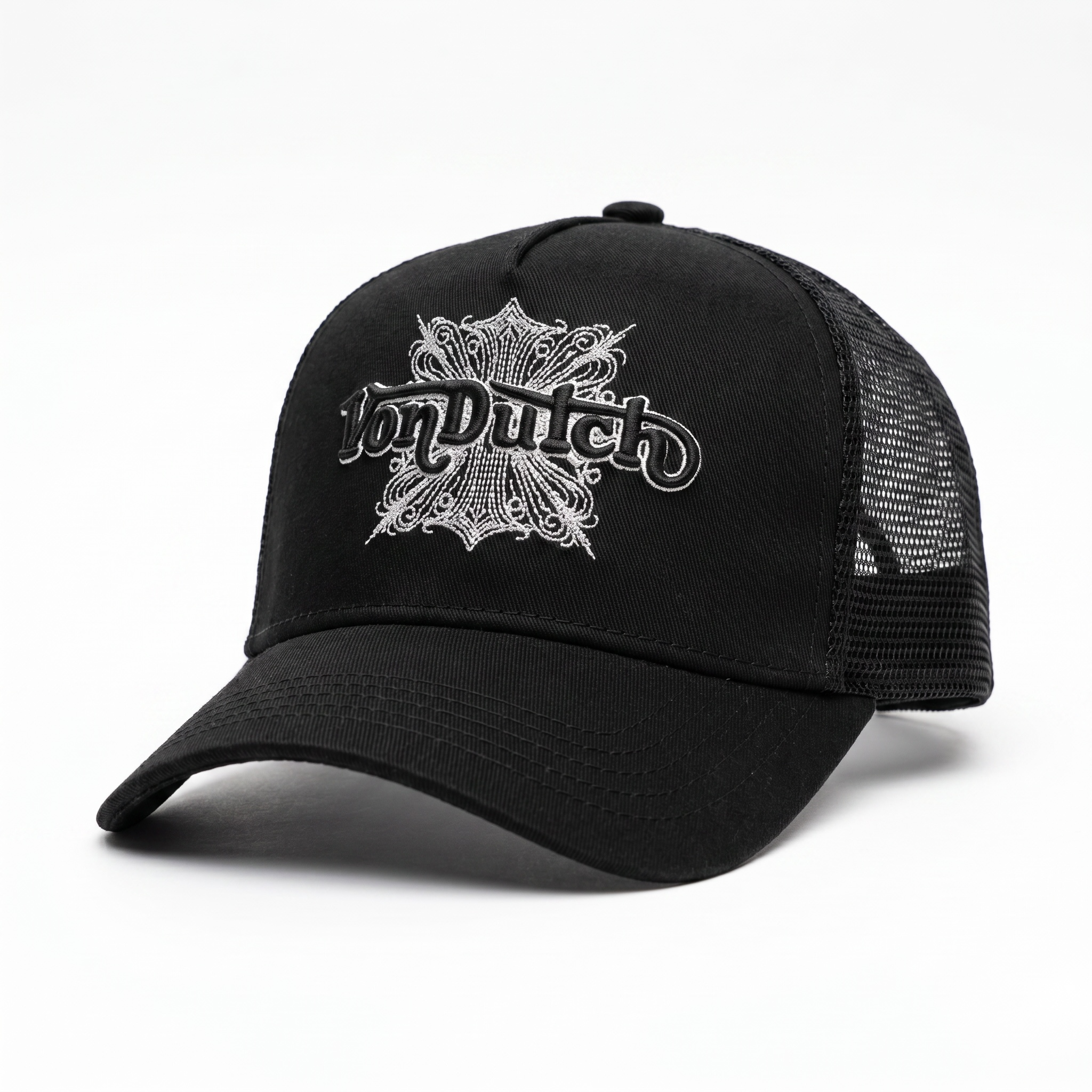 Von Dutch Black Cross Trucker Hat
