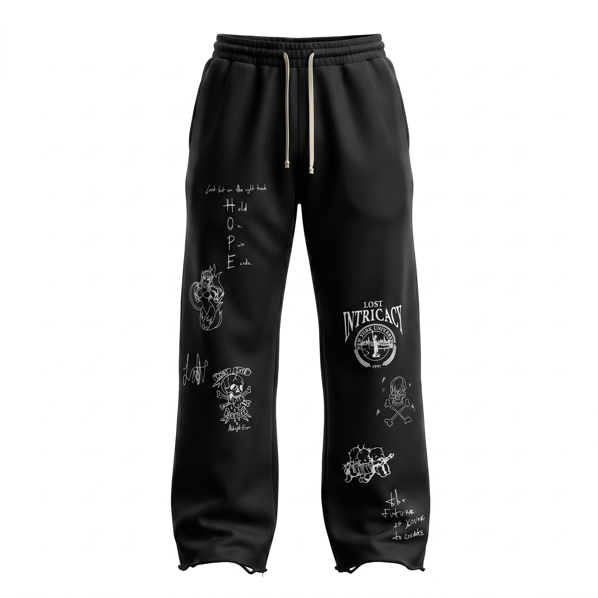 Lost Intricacy Patches Black Wash Hope Sweatpants