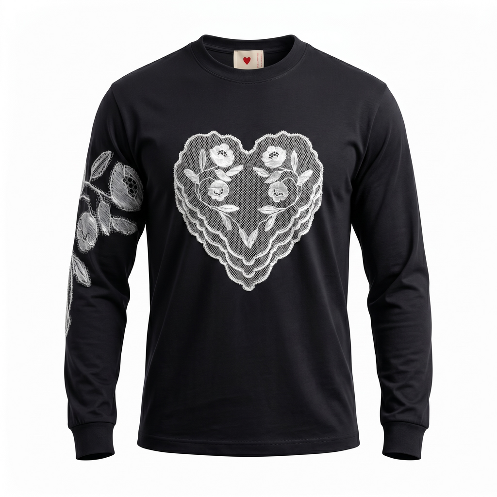 Emotionally Unavailable Lace Heart Long Sleeve