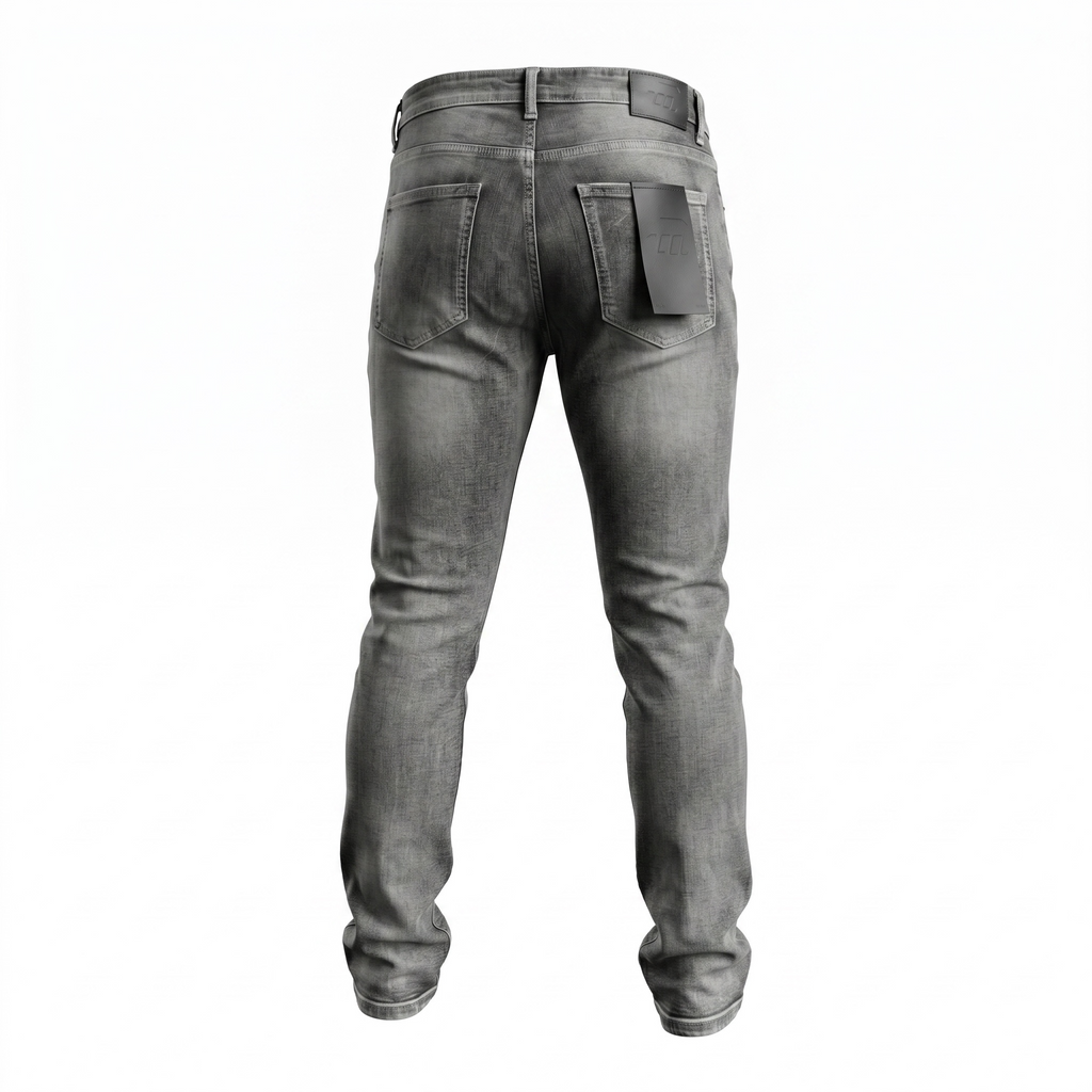 Politics Studios Cipher Leather Patches Denim Jeans – Grey
