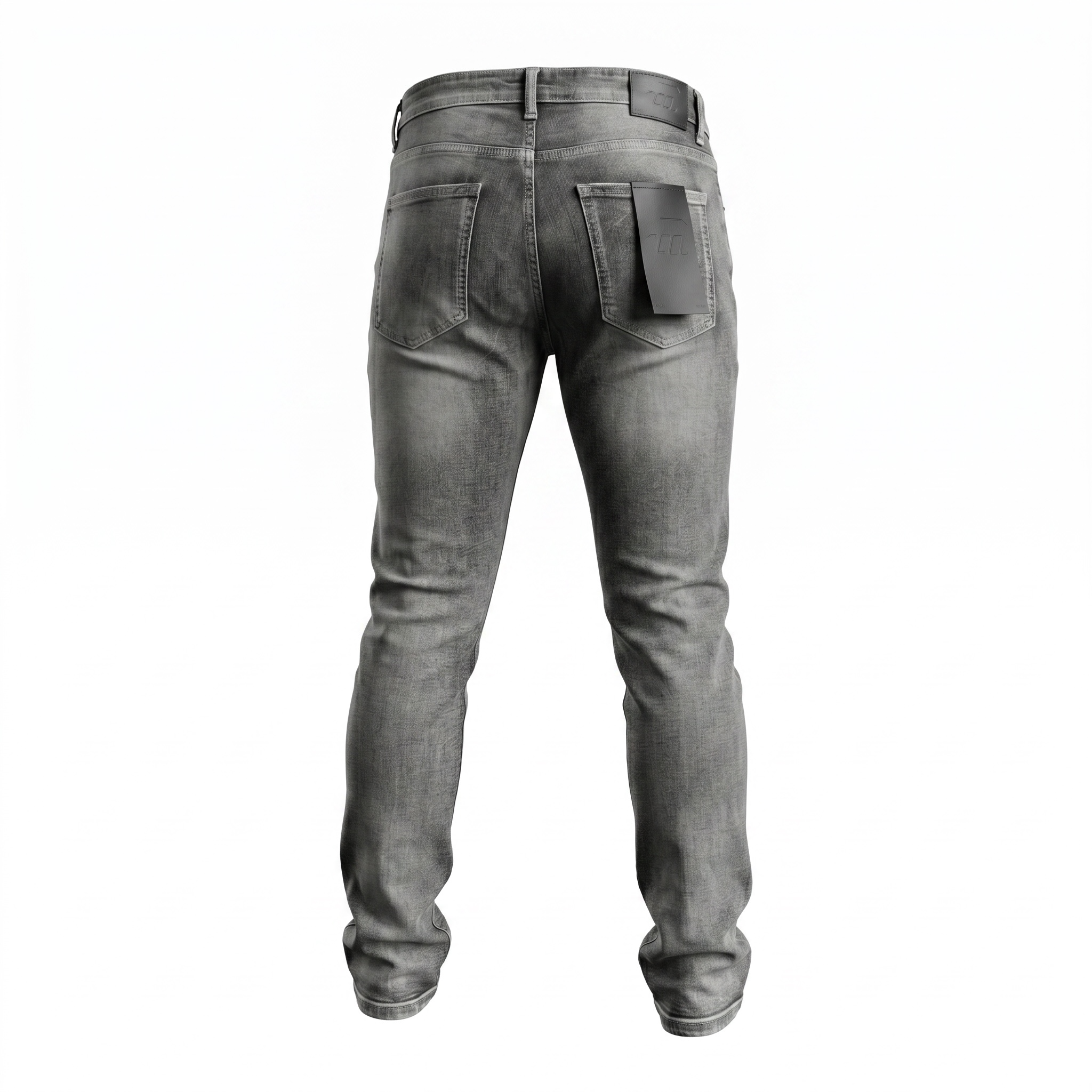 Politics Studios Cipher Leather Patches Denim Jeans – Grey