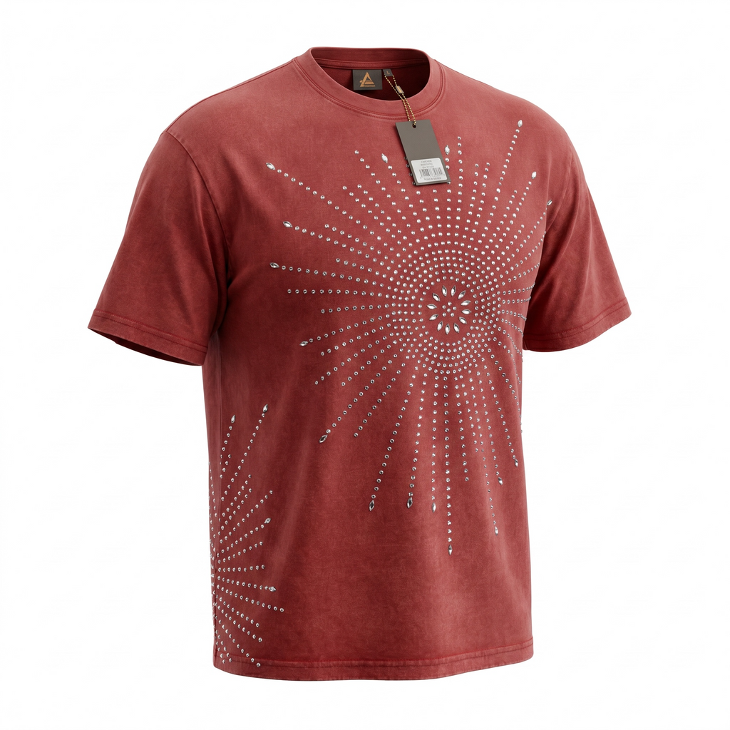 Politics Studios Pryden #008 Rhinestone Tee – Burgundy