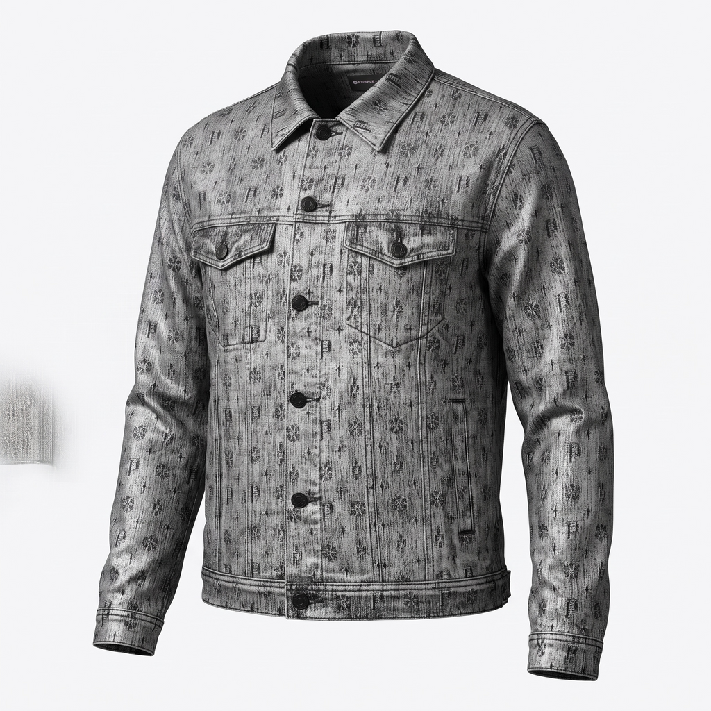 Purple Brand Monogram Regular Fit Trucker Jacket – Grey