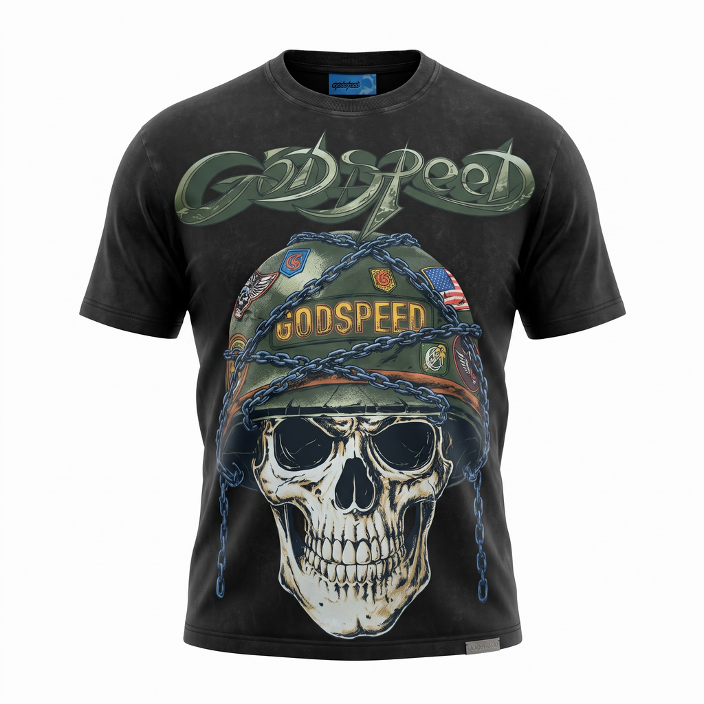 Godspeed War Helmet Tee – Vintage Black