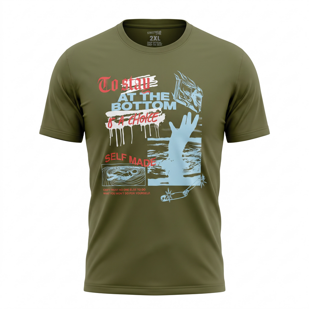 Streetwear Official To Stay at the Bottom Is a Choice / Self Made Graphic Tee – Olive