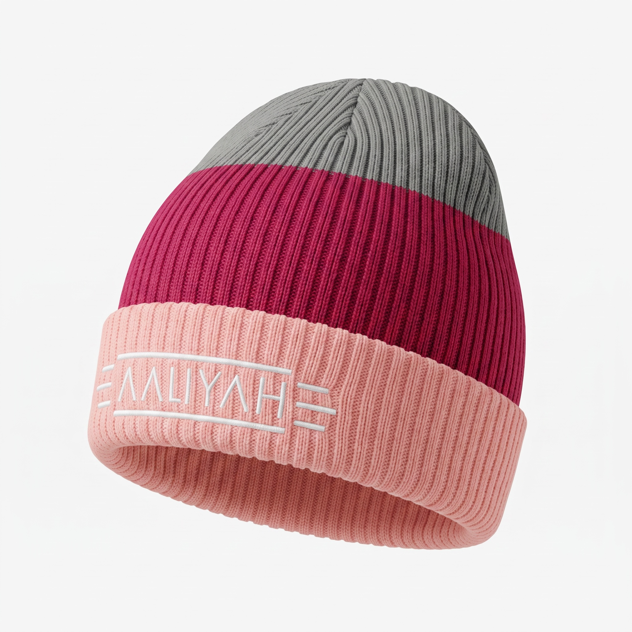 Official Aaliyah Color Block Rib Knit Beanie