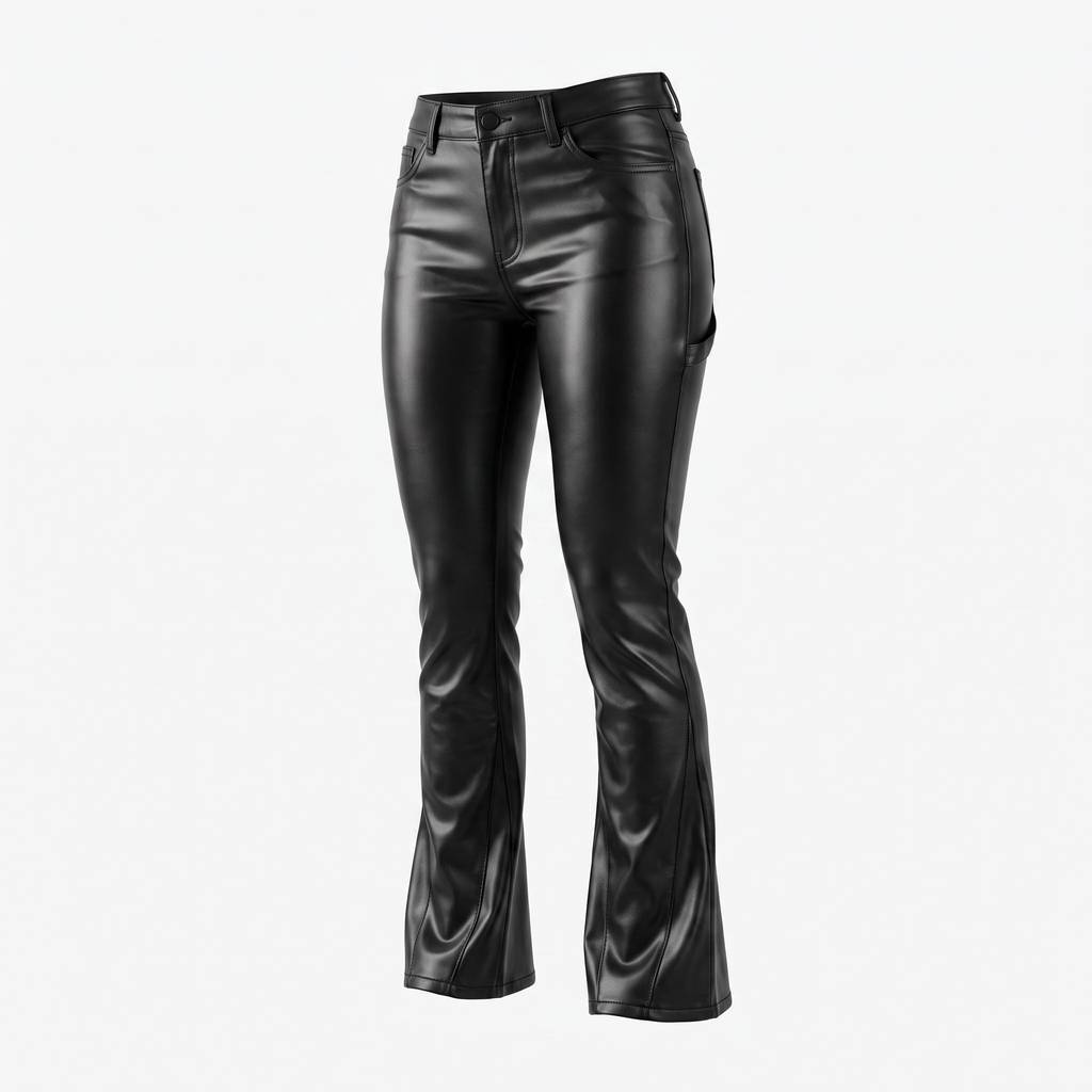 Nova Men Faux Leather Pants Stacked (Skinny) -  Black