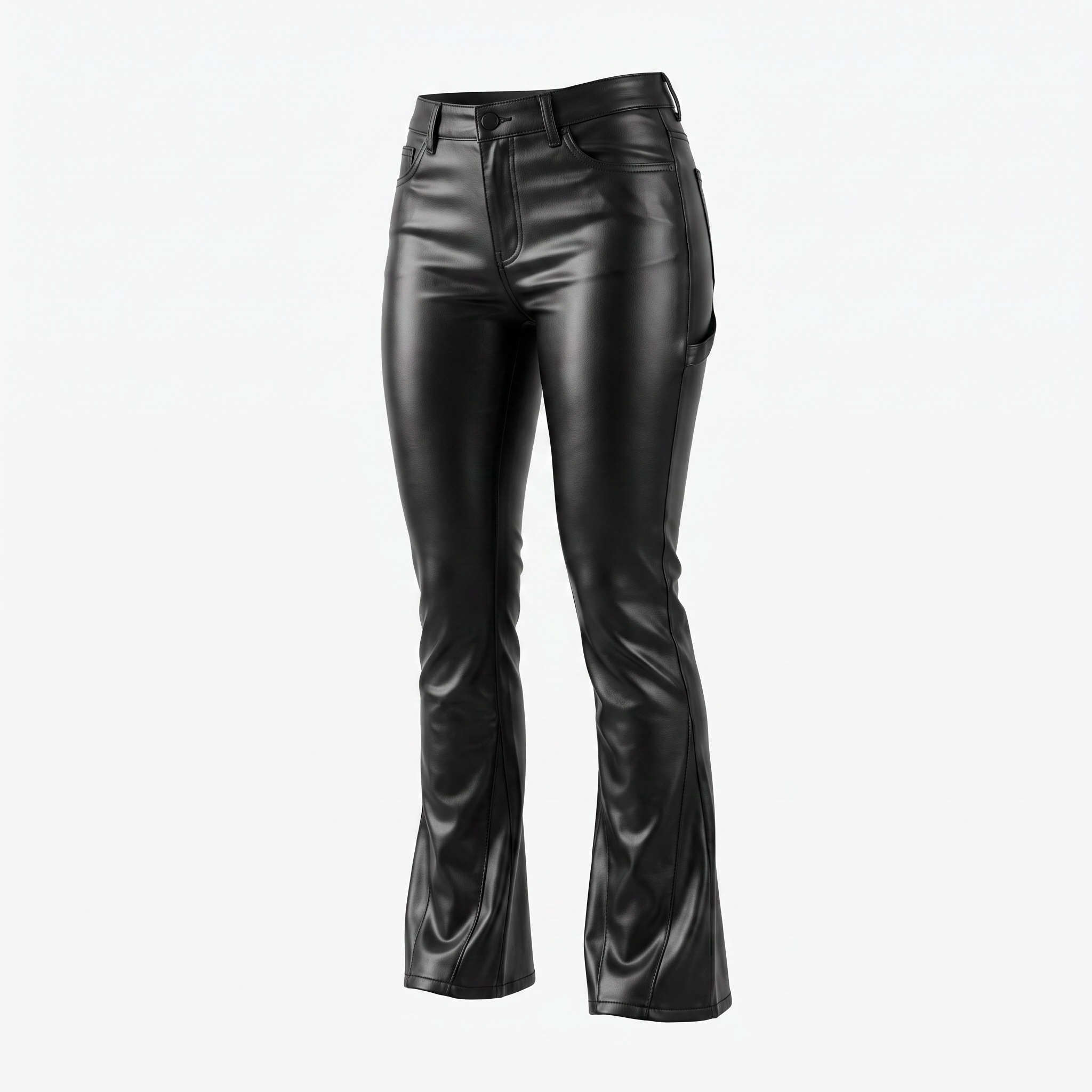 Nova Men Faux Leather Pants Stacked (Skinny) -  Black