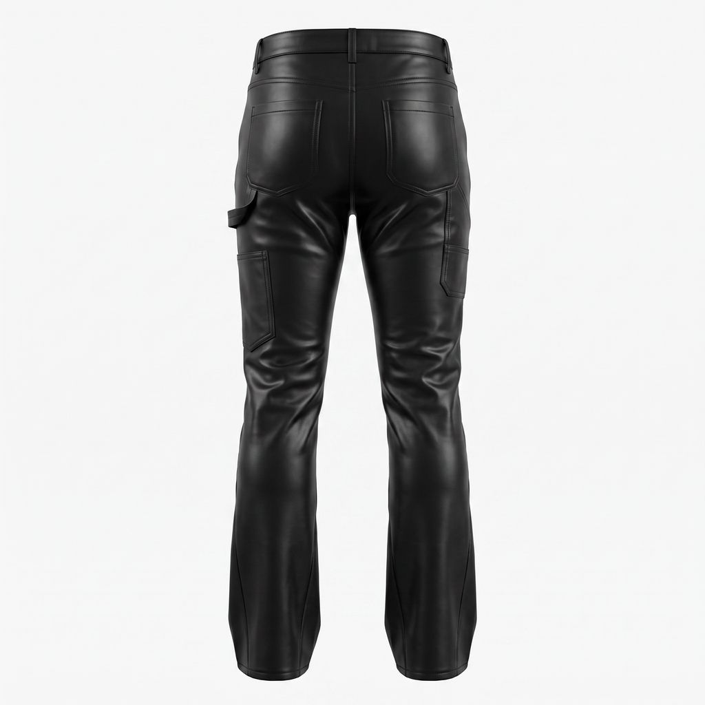 Nova Men Faux Leather Pants Stacked (Skinny) -  Black