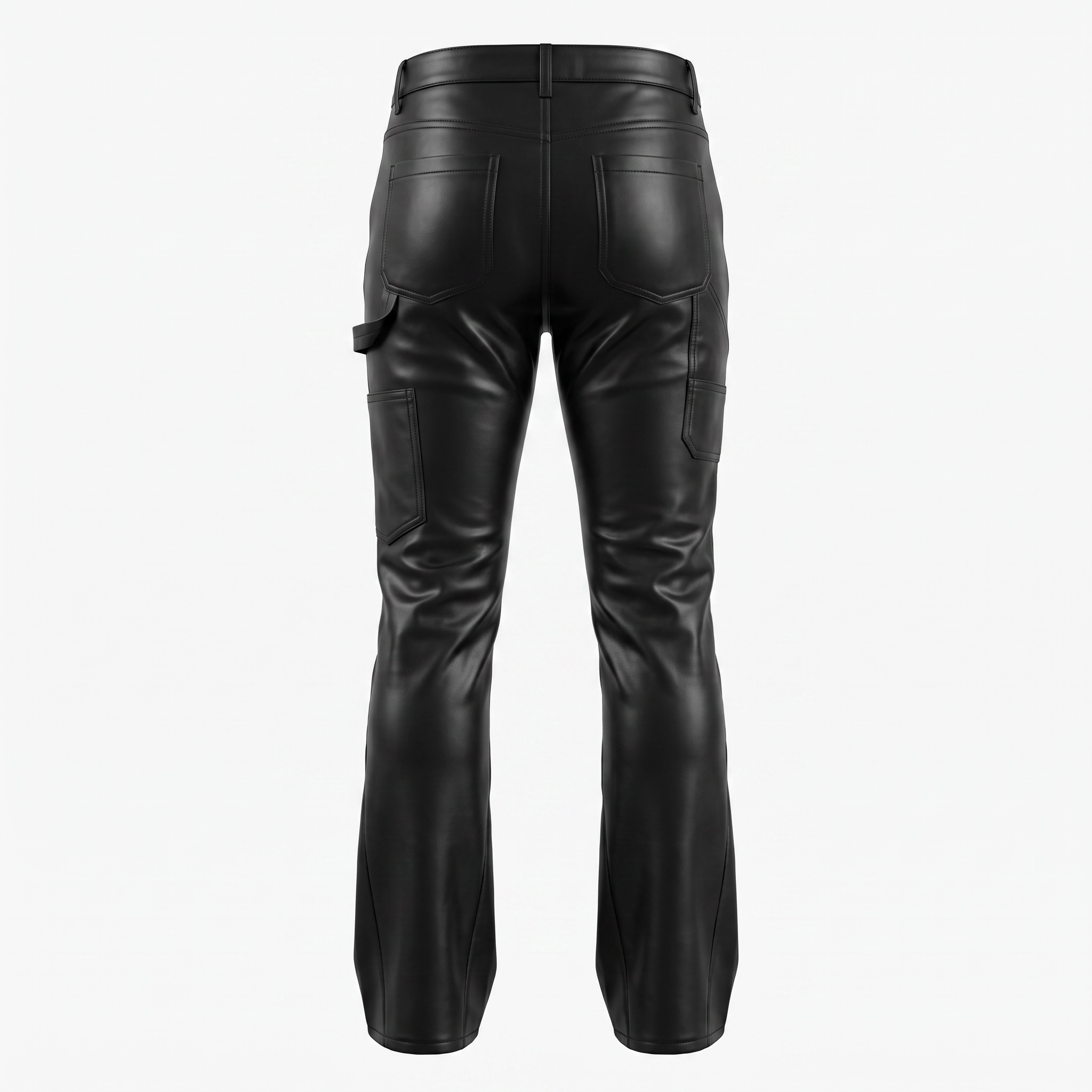 Nova Men Faux Leather Pants Stacked (Skinny) -  Black