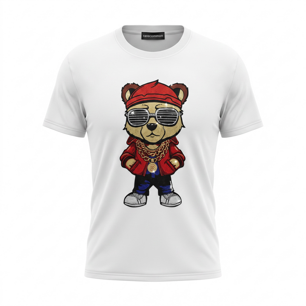 Rare Common Rhinestone Bear T-Shirt - White